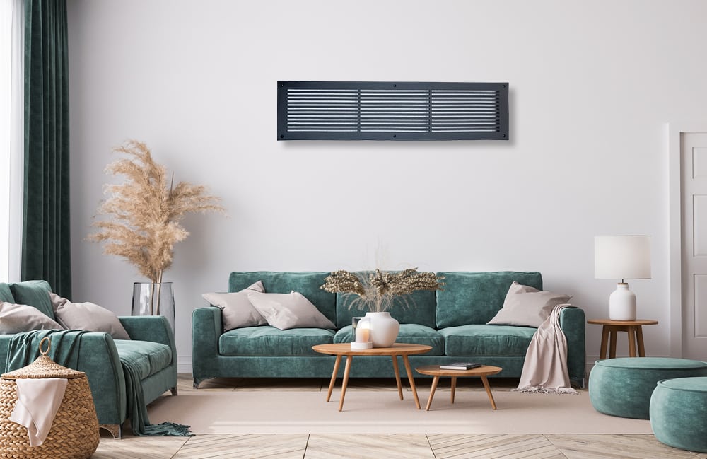 Air Return Grill 6″ X 30″ Top Faceplate Size 8″ X 32″ HVAC Duct Cover Decorative High-Quality Metal – Cast Aluminum Powder Coated Re-Paintable For Walls, Ceilings, And Floors Without Damper – Linear Design (VR 109)