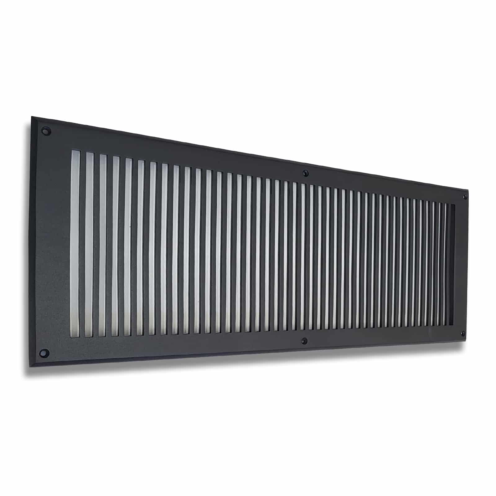 Air Return Grill 8″ X 24″ Top Faceplate Size 10″ X 26″ HVAC Duct Cover Decorative High-Quality Metal – Cast Aluminum Powder Coated Re-Paintable For Walls, Ceilings, And Floors Without Damper – Contemporary Design (VR 102)
