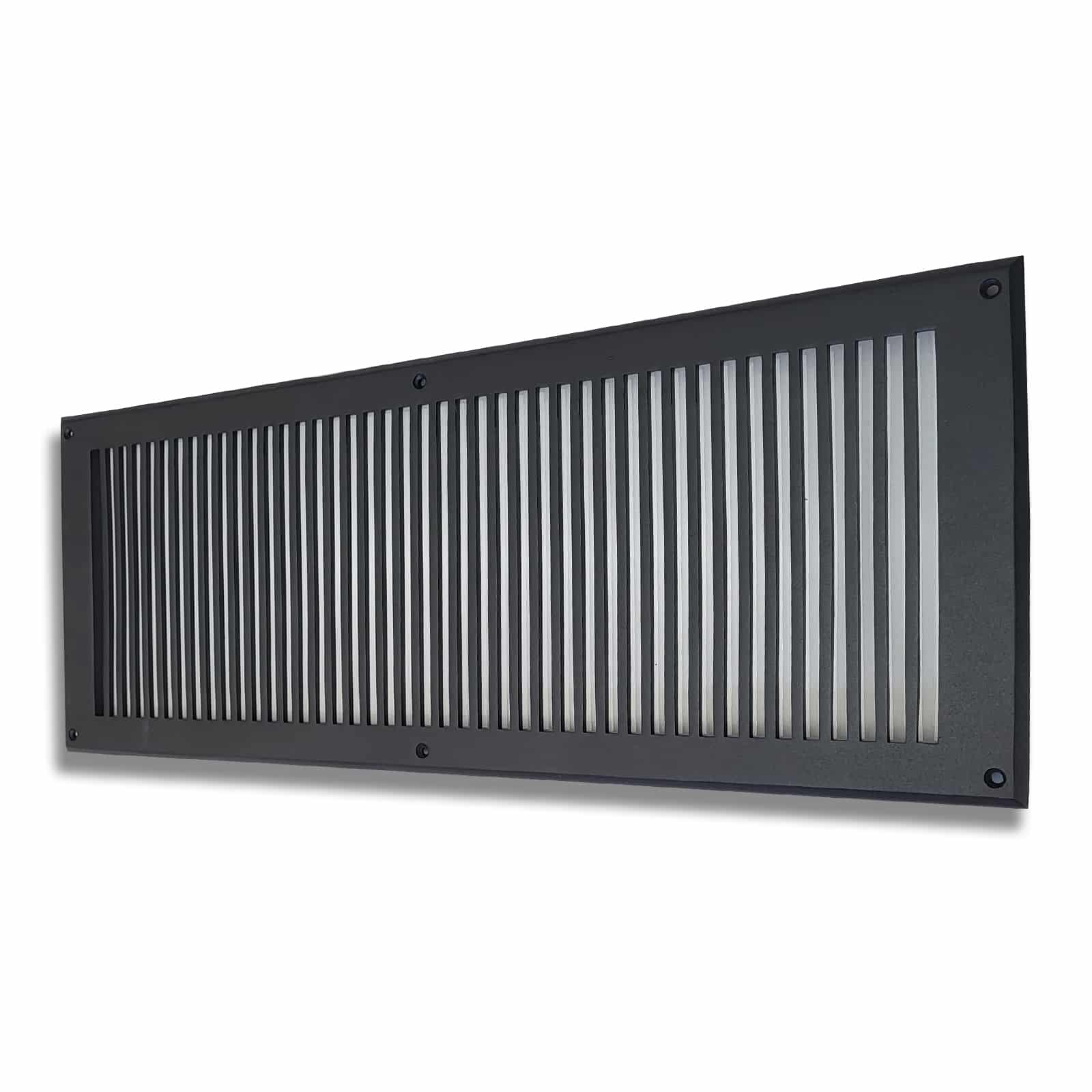 Air Return Grill 8″ X 24″ Top Faceplate Size 10″ X 26″ HVAC Duct Cover Decorative High-Quality Metal – Cast Aluminum Powder Coated Re-Paintable For Walls, Ceilings, And Floors Without Damper – Contemporary Design (VR 102)