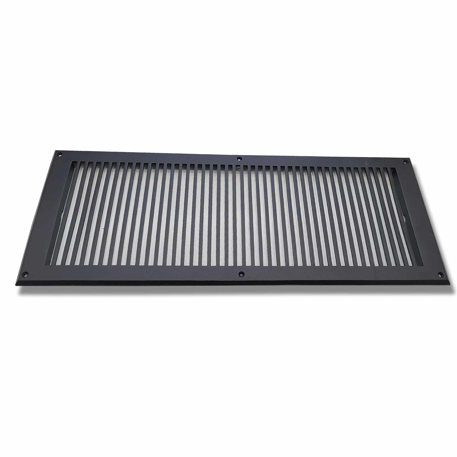 Air Return Grill 8″ X 24″ Top Faceplate Size 10″ X 26″ HVAC Duct Cover Decorative High-Quality Metal – Cast Aluminum Powder Coated Re-Paintable For Walls, Ceilings, And Floors Without Damper – Contemporary Design (VR 102)