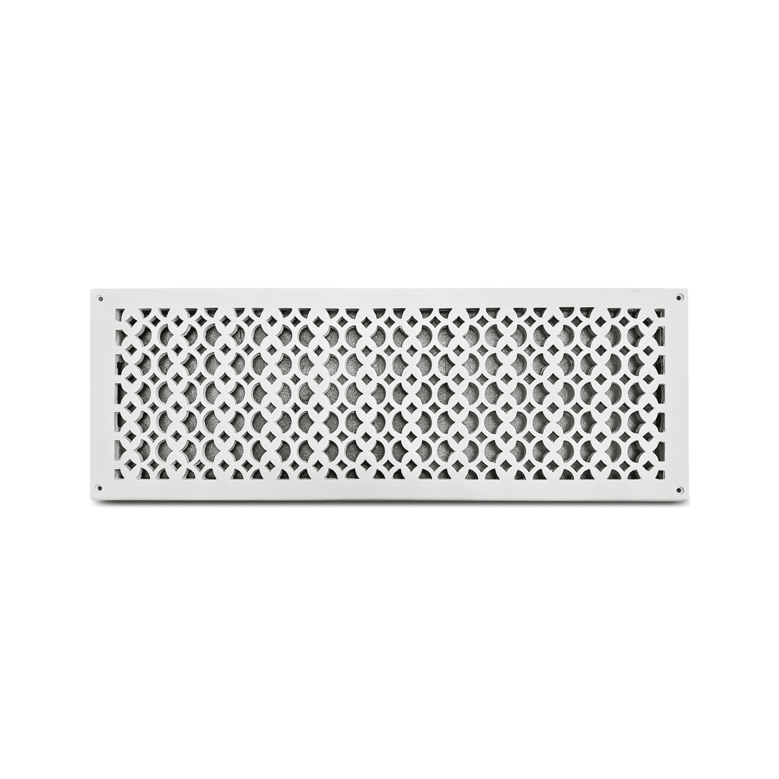 Air Return Grill 8″ X 24″ VR100 With Holes And Matching Screws Top Faceplate Size 10″ x 26-1/2″ HVAC Duct Cover Decorative Handcrafted High-Quality Metal – Cast Aluminum Powder Coated Re-Paintable For Walls, Ceilings, And Floors without Damper