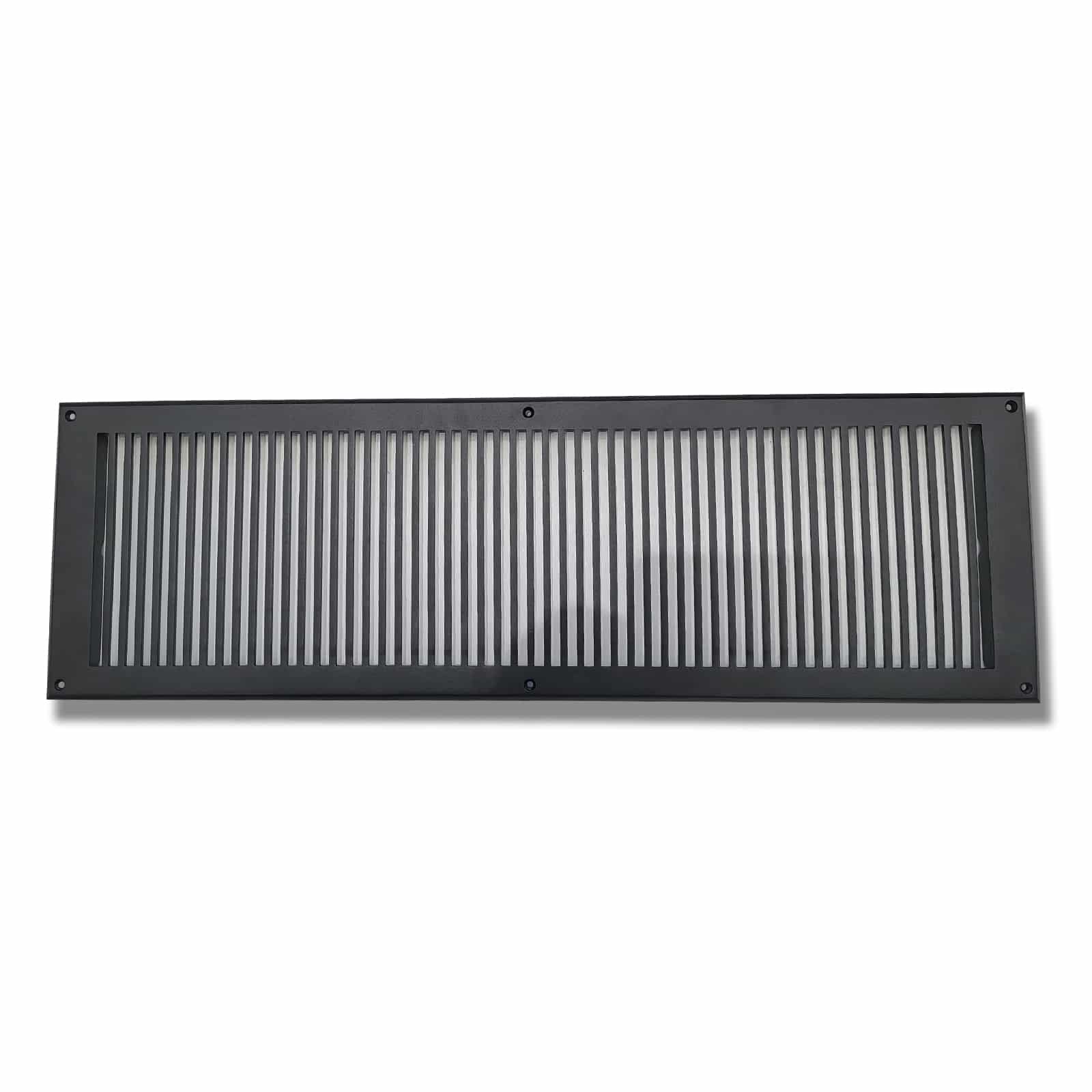 Black Metal Air Vent Grille - 140mm x 190mm - with Fly Screen - Flat