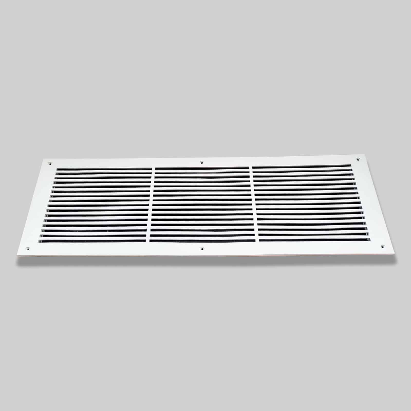 Air Return Grill 8″ X 30″ Top Faceplate Size 10″ X 32″ HVAC Duct Cover Decorative High-Quality Metal – Cast Aluminum Powder Coated Re-Paintable For Walls, Ceilings, And Floors Without Damper – Linear Design (VR 109)