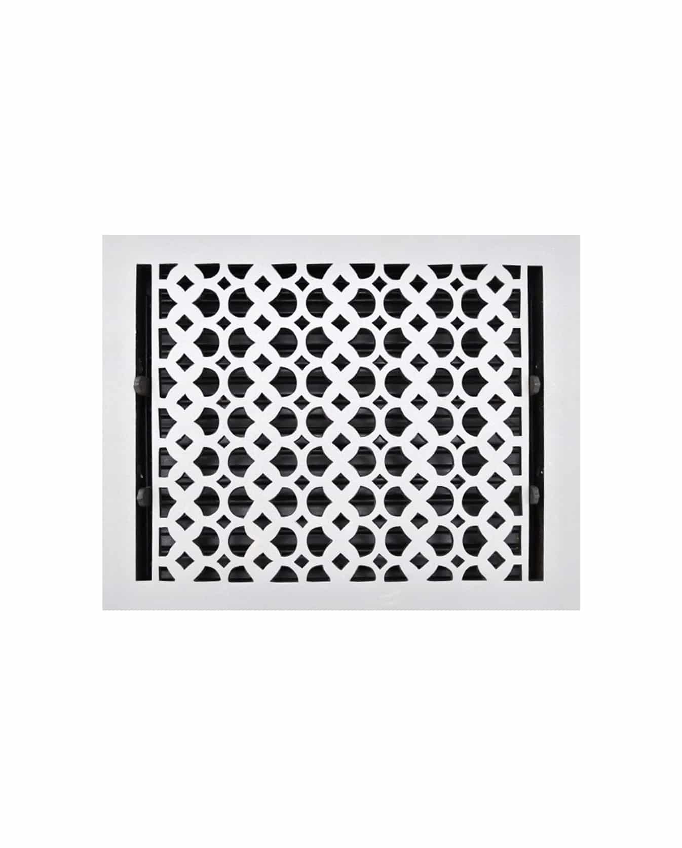 Floor Vent Cover / Register Size: 10” x12” VR100 with Damper top faceplate outer size 11-1/4″ x 13-3/4″, thickness 5 mm, decorative handcrafted high-quality metal – cast aluminum powder coated Re-paintable for floors, walls, and ceilings