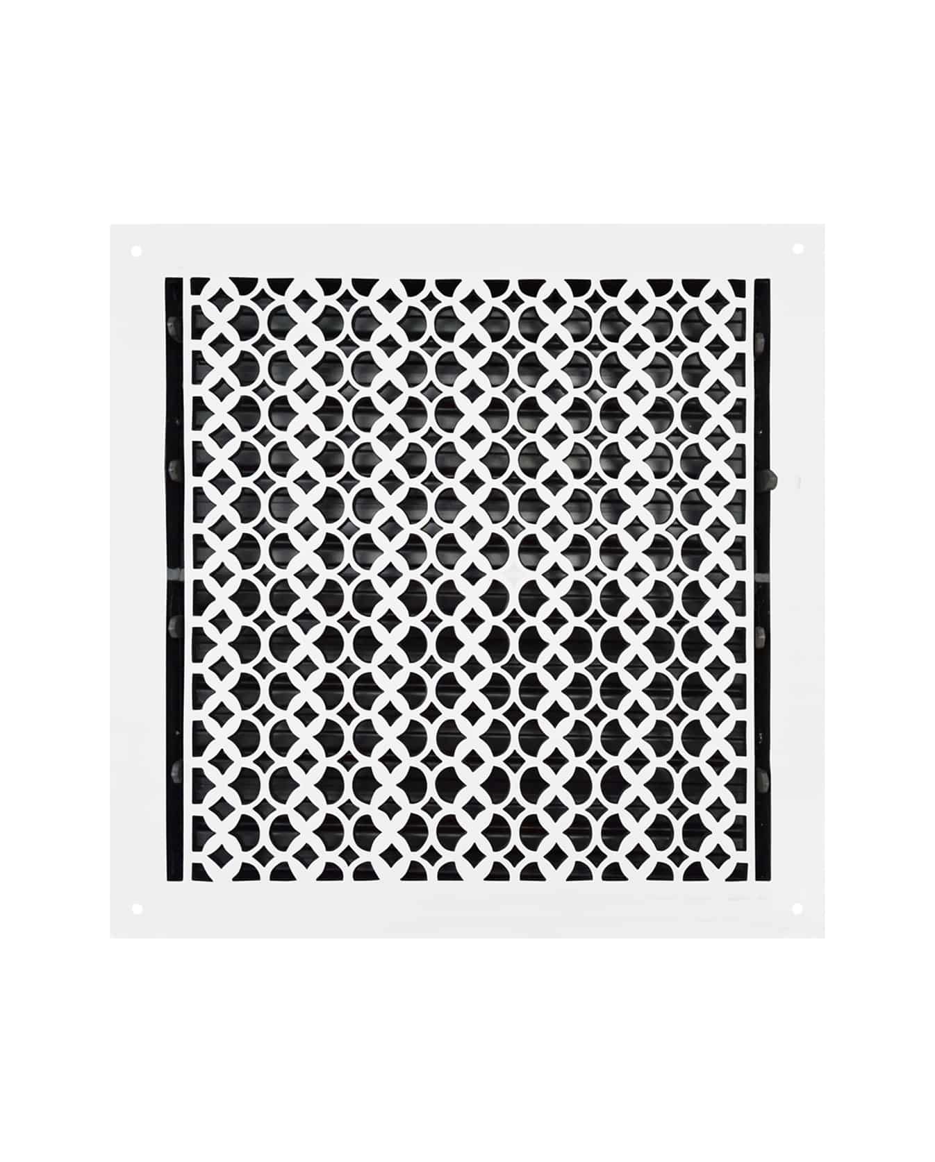 Floor Vent Cover / Register Size: 14” x 14” VR100 with Damper top faceplate outer size 14-1/4″ X 15″, thickness 5 mm, decorative handcrafted high-quality metal – cast aluminum powder coated Re-paintable for floors, walls, and ceilings
