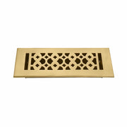 Floor Vent Cover / Register Size: 3” x 10” VR100 with Damper top faceplate outer size 12″x5″, thickness 5 mm, decorative handcrafted high-quality metal - cast aluminum Brushed Gold Re-paintable for floors, walls, and ceilings