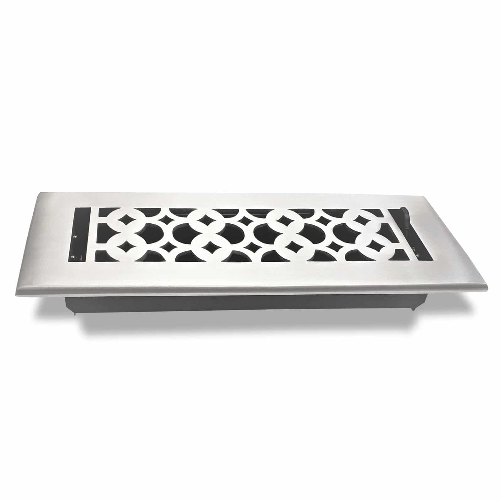 Floor Vent Cover / Register Size: 3” x 10” VR100 with Damper top faceplate outer size 12″x5″, thickness 5 mm, decorative handcrafted high-quality metal - cast aluminum powder coated Re-paintable for floors, walls, and ceilings