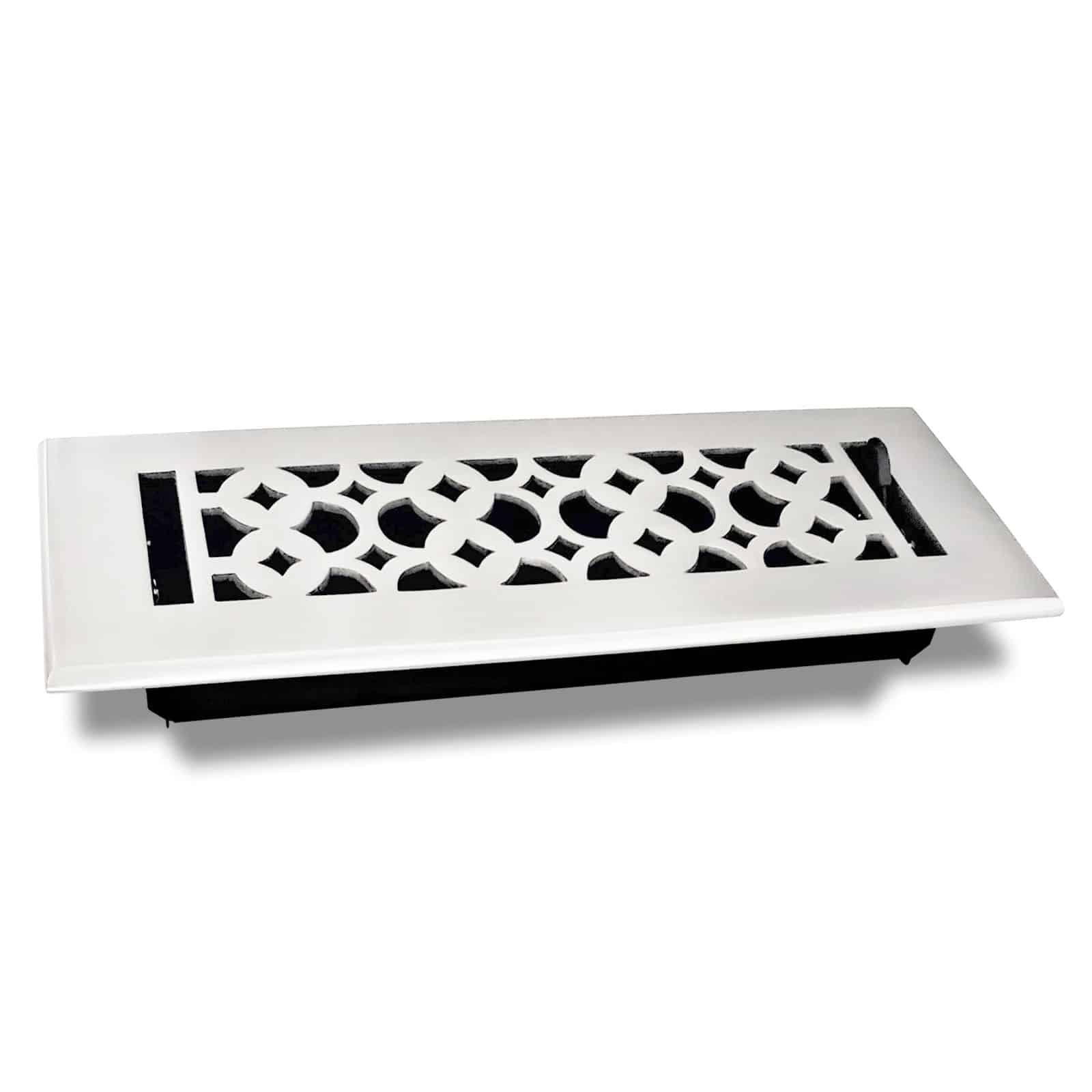 Floor Vent Cover / Register Size: 3” x 10” VR100 with Damper top faceplate outer size 12″x5″, thickness 5 mm, decorative handcrafted high-quality metal - cast aluminum powder coated Re-paintable for floors, walls, and ceilings
