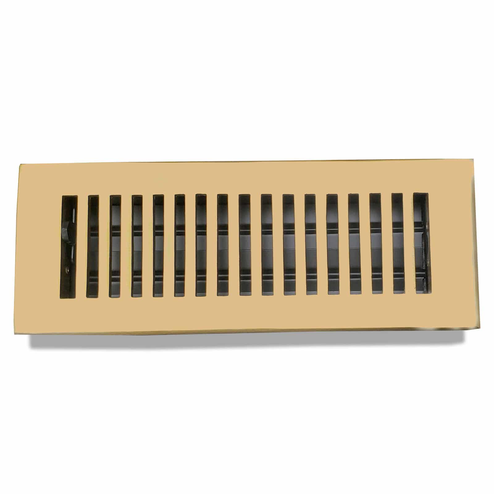 Floor Vent Cover / Register Size: 3” x 10” with Damper top faceplate outer size 12″x5″, thickness 5 mm, handcrafted high-quality metal - cast aluminum powder coated Re-paintable for floors, walls, and ceilings - Modern and Contemporary Design (VR 102)