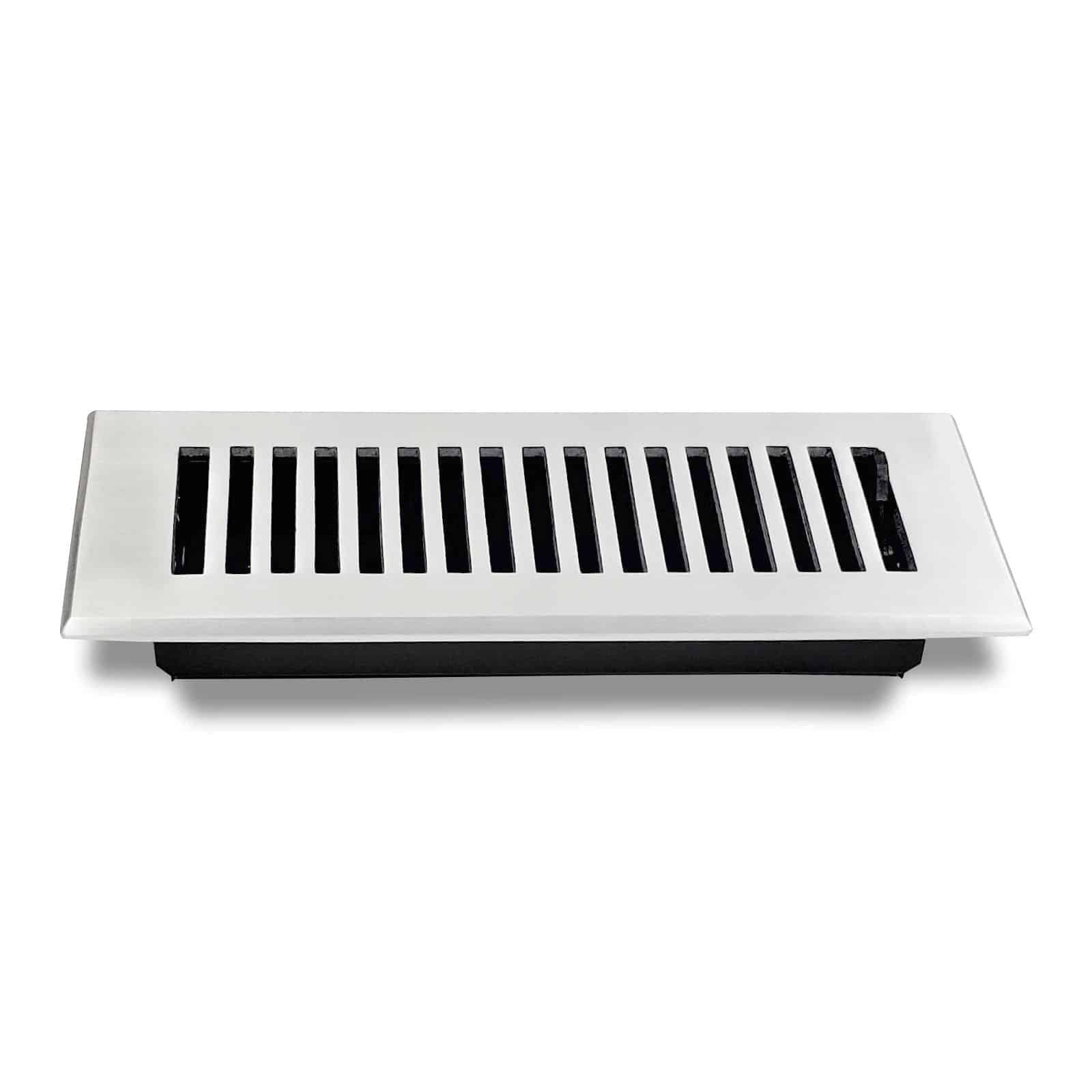 Floor Vent Cover / Register Size: 3” x 10” with Damper top faceplate outer size 12″x5″, thickness 5 mm, handcrafted high-quality metal – cast aluminum powder coated Re-paintable for floors, walls, and ceilings – Modern and Contemporary Design (VR 102)