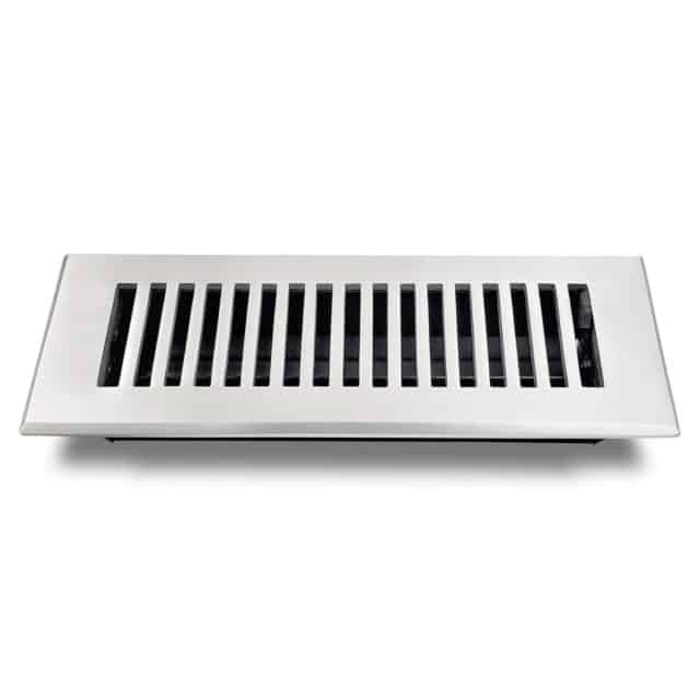 Floor Vent Cover / Register Size: 3” x 10” with Damper top faceplate outer size 12″x5″, thickness 5 mm, handcrafted high-quality metal – cast aluminum powder coated Re-paintable for floors, walls, and ceilings – Modern and Contemporary Design (VR 102)