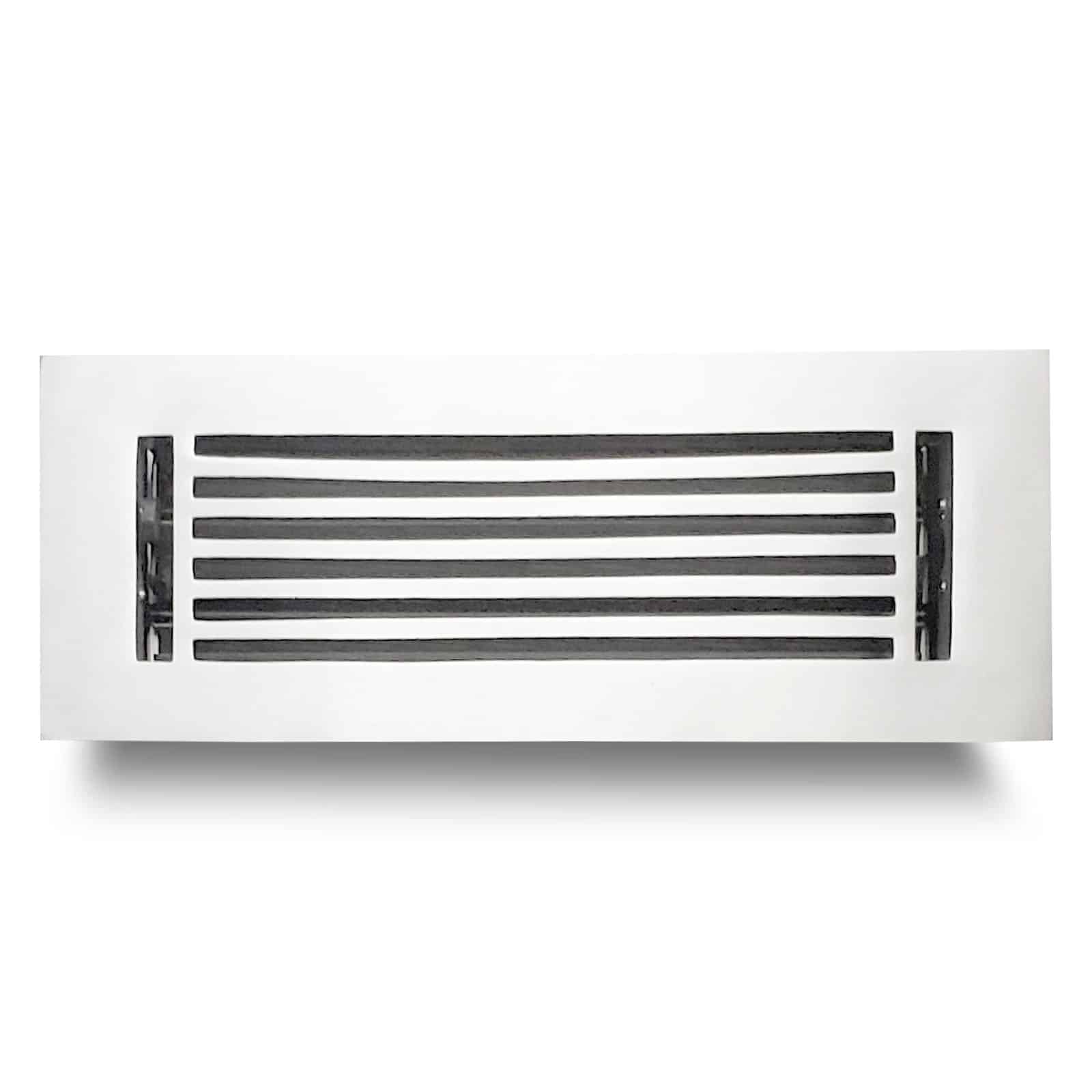 Floor Vent Cover / Register Size: 3” X 10” With Damper Top Faceplate Outer Size 12"x5", Thickness 5 Mm, High-Quality Metal – Cast Aluminum Powder Coated Re-Paintable For Floors, Walls, And Ceilings – Modern Linear Design (VR 109)