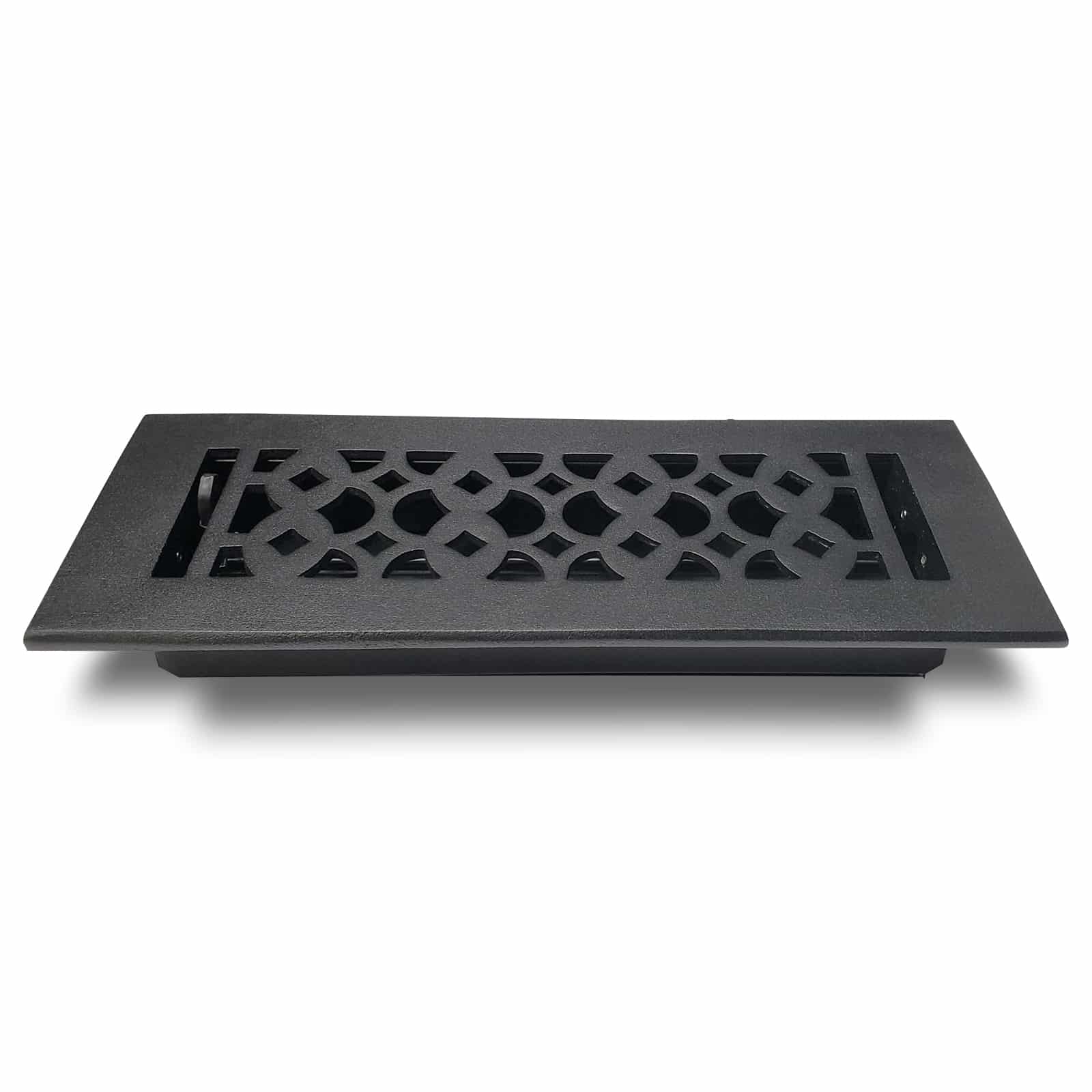 Floor Vent Cover / Register Size: 3” x 10” VR100 with Damper top faceplate outer size 12″x5″, thickness 5 mm, decorative handcrafted high-quality metal - cast aluminum powder coated Re-paintable for floors, walls, and ceilings
