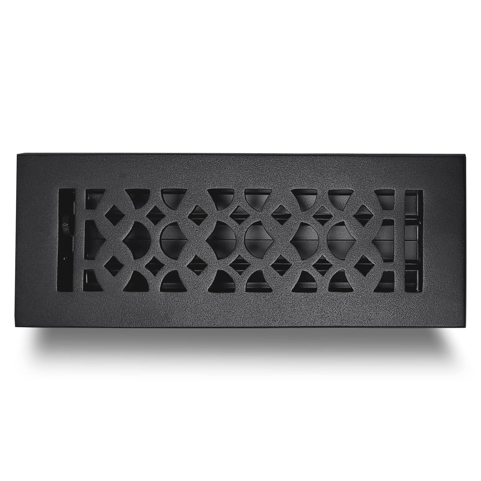 Floor Vent Cover / Register Size: 3” x 10” VR100 with Damper top faceplate outer size 12″x5″, thickness 5 mm, decorative handcrafted high-quality metal - cast aluminum powder coated Re-paintable for floors, walls, and ceilings