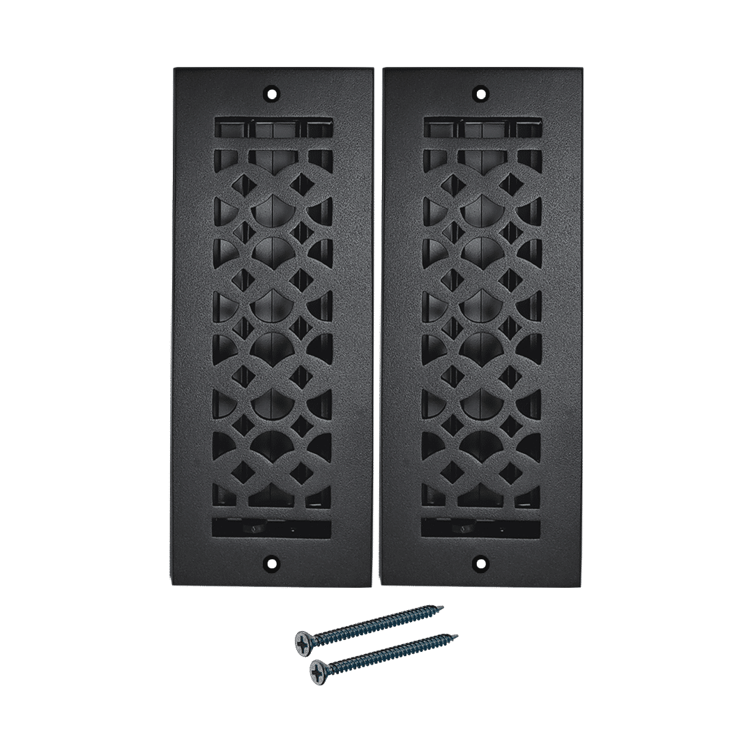 Floor Vent Cover / Register Size: 3” x 10” VR100 with Damper top faceplate outer size 12″x5″, thickness 5 mm, decorative handcrafted high-quality metal - cast aluminum powder coated Re-paintable for floors, walls, and ceilings