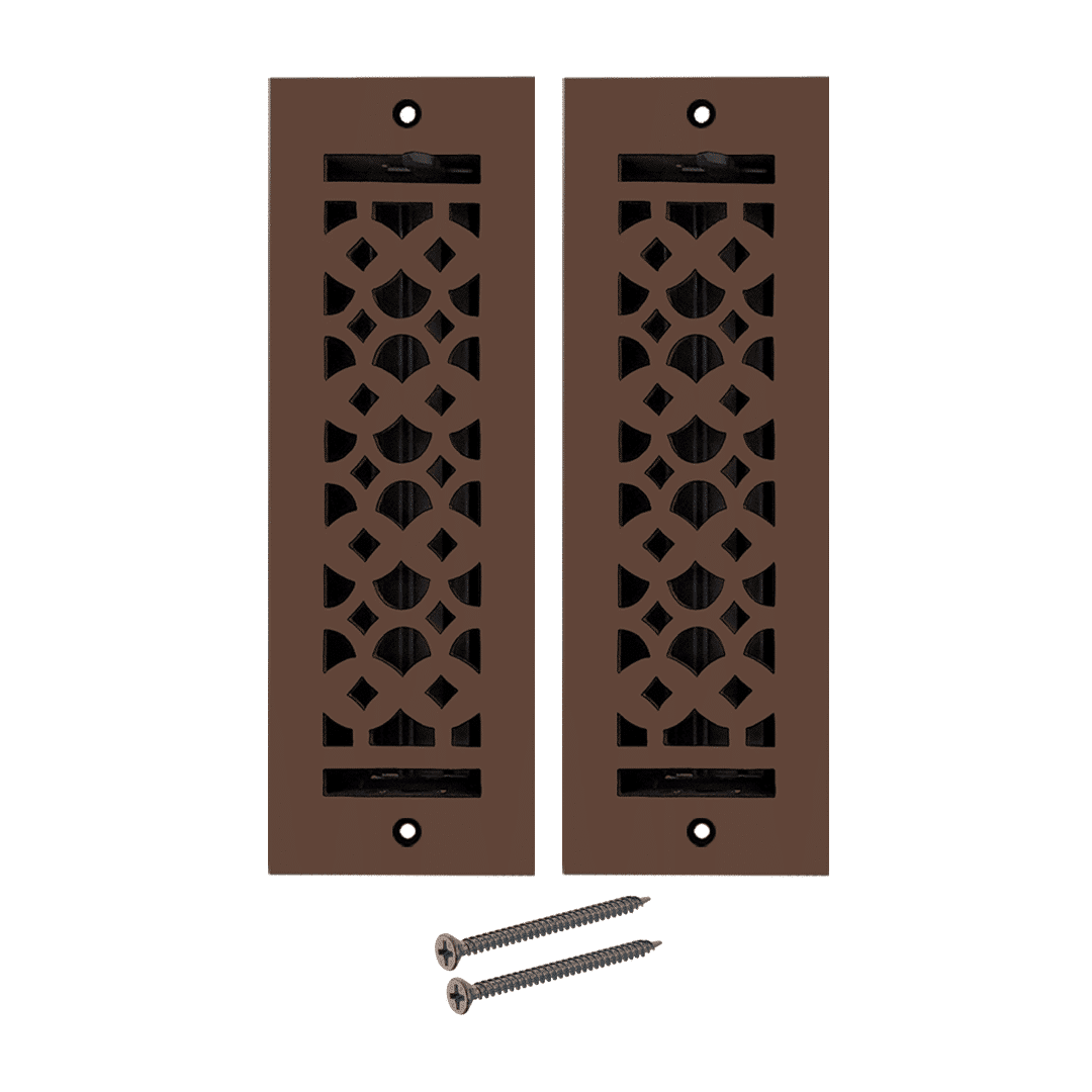 Floor Vent Cover / Register Size: 3” x 10” VR100 with Damper top faceplate outer size 12″x5″, thickness 5 mm, decorative handcrafted high-quality metal - cast aluminum powder coated Re-paintable for floors, walls, and ceilings