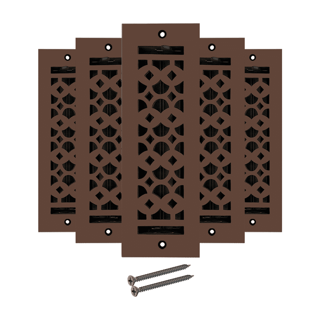 Floor Vent Cover / Register Size: 3” x 10” VR100 with Damper top faceplate outer size 12″x5″, thickness 5 mm, decorative handcrafted high-quality metal - cast aluminum powder coated Re-paintable for floors, walls, and ceilings