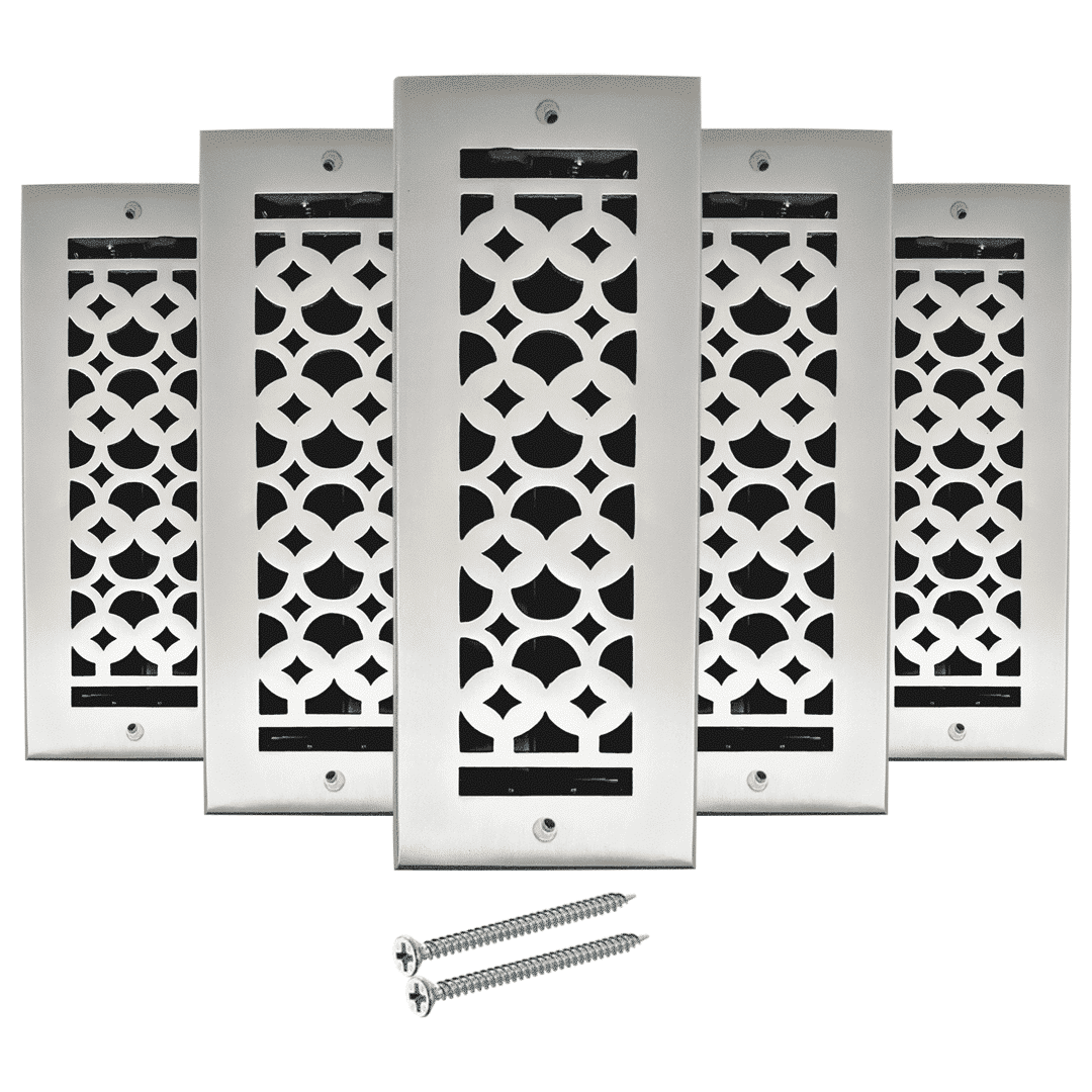 Floor Vent Cover / Register Size: 3” x 10” VR100 with Damper top faceplate outer size 12″x5″, thickness 5 mm, decorative handcrafted high-quality metal - cast aluminum powder coated Re-paintable for floors, walls, and ceilings