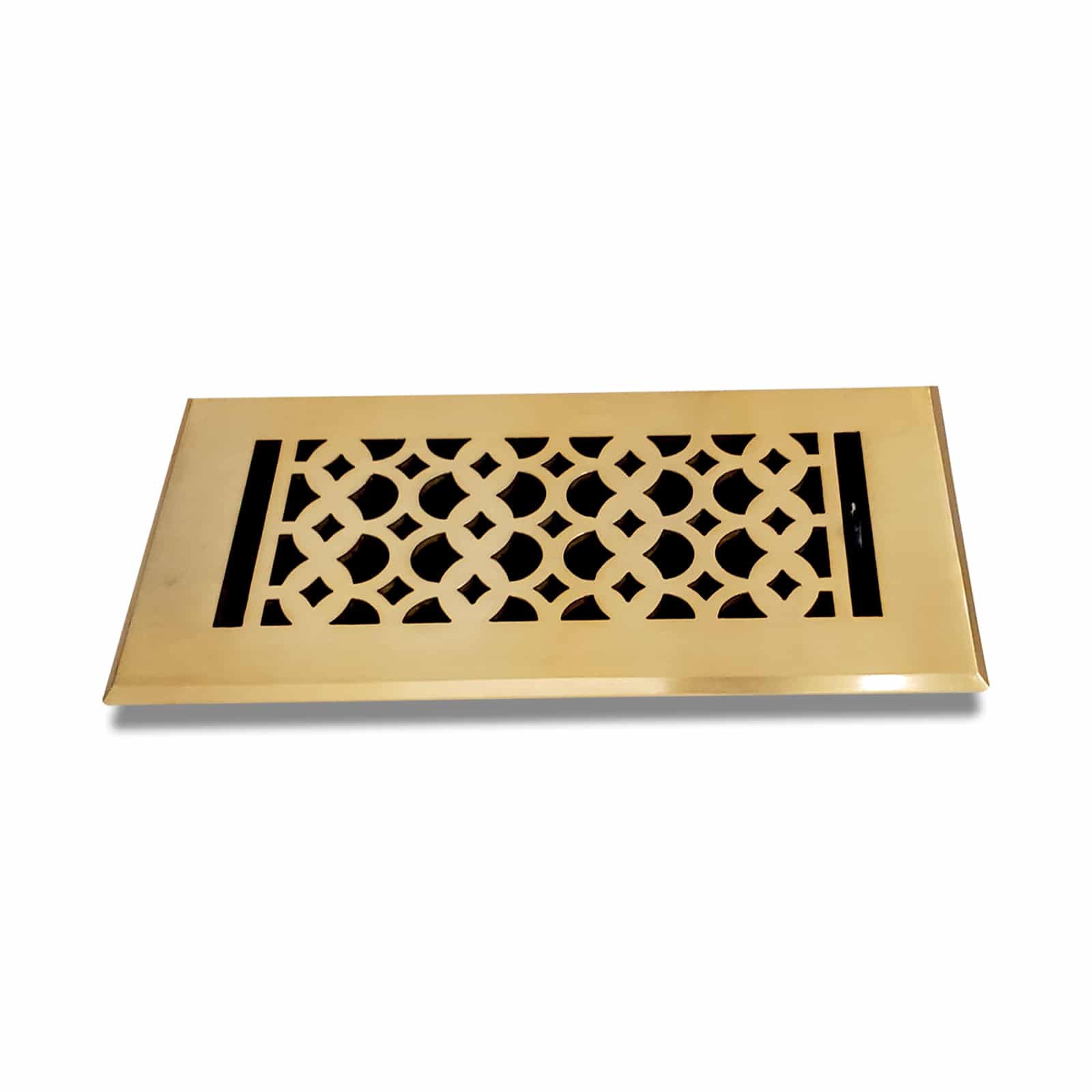 Floor Vent Cover / Register Size: 4” x 10” with Damper top faceplate outer size 6″ x 12″, thickness 5 mm, decorative high-quality metal-cast aluminum Brushed Gold Re-paintable for floors, walls, and ceilings – Elegant Tudor Mushroom Design (VR 100)