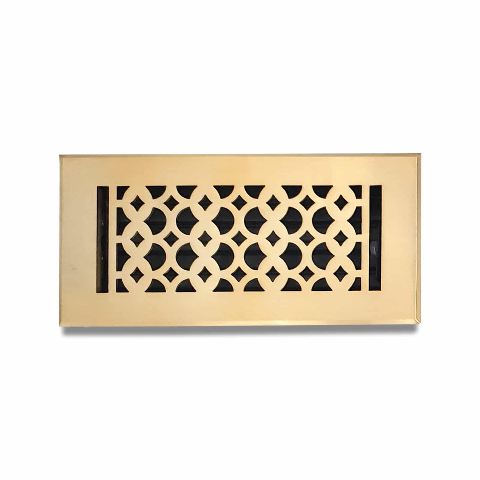 Floor Vent Cover / Register Size: 4” x 10” with Damper top faceplate outer size 6″ x 12″, thickness 5 mm, decorative high-quality metal-cast aluminum Brushed Gold Re-paintable for floors, walls, and ceilings – Elegant Tudor Mushroom Design (VR 100)