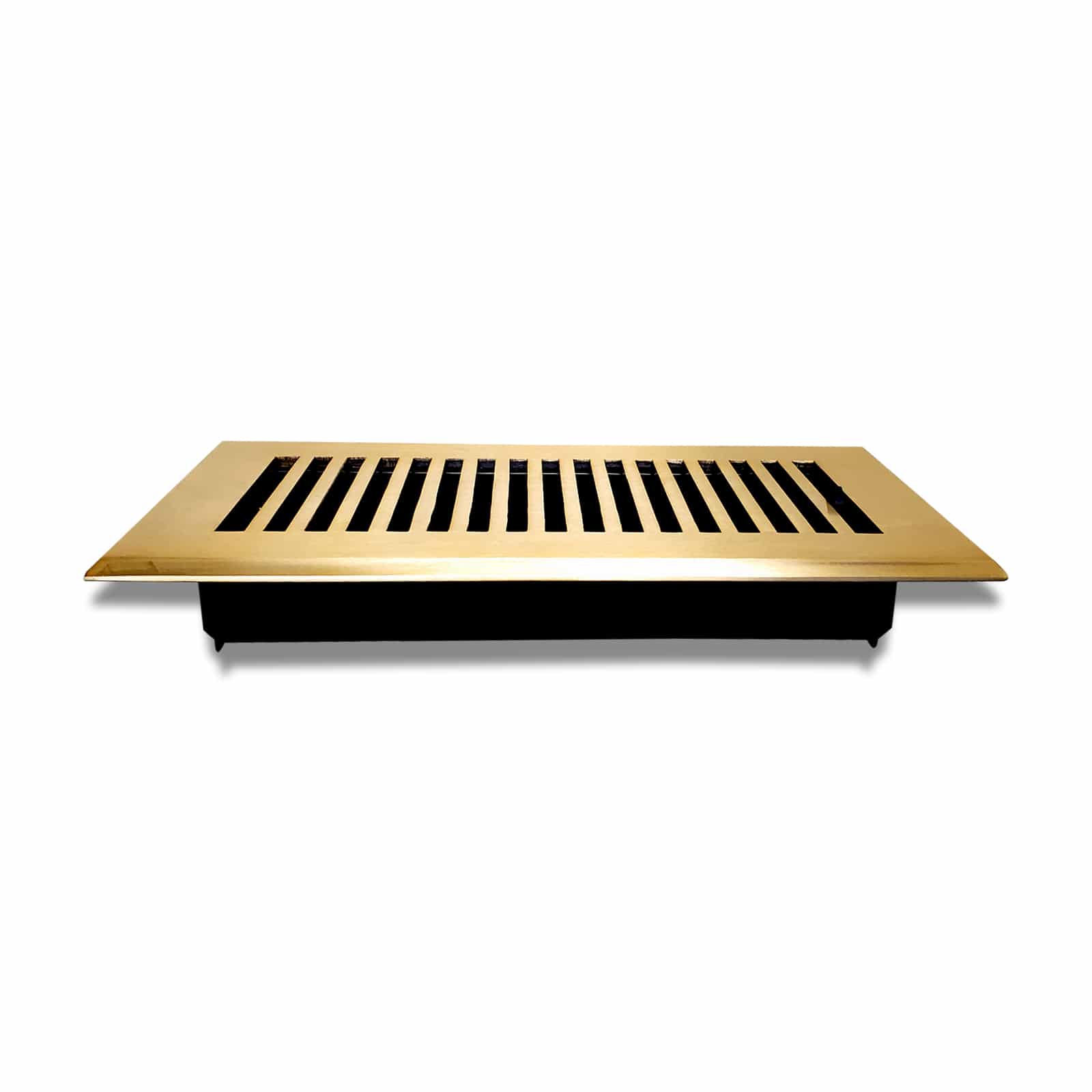 Floor Vent Cover / Register Size: 4” x 10” with Damper top faceplate outer size 6″ x 12″, thickness 5 mm, high-quality metal – cast aluminum brushed gold powder coated Re-paintable for floors, walls, and ceilings – Modern and Contemporary Design (VR 102)