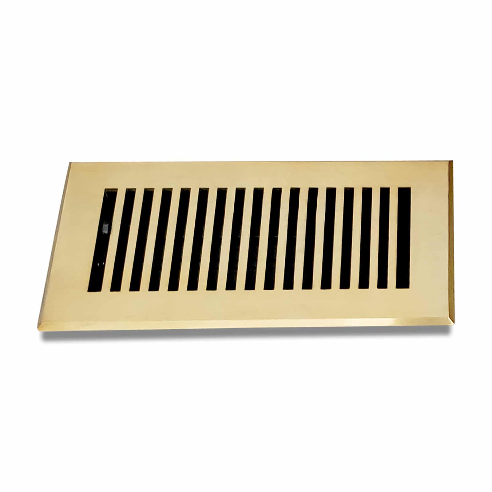 Floor Vent Cover / Register Size: 4” x 10” with Damper top faceplate outer size 6″ x 12″, thickness 5 mm, high-quality metal – cast aluminum brushed gold powder coated Re-paintable for floors, walls, and ceilings – Modern and Contemporary Design (VR 102)