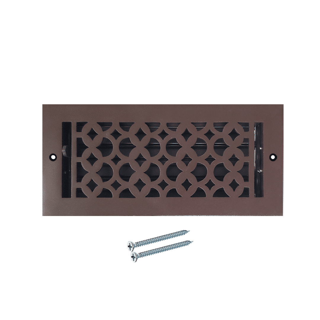 Floor Vent Cover / Register Size: 4” x 10” VR100 with Damper top faceplate outer size 6″ x 12″, thickness 5 mm, decorative high-quality metal – cast aluminum powder coated Re-paintable for floors, walls, and ceilings