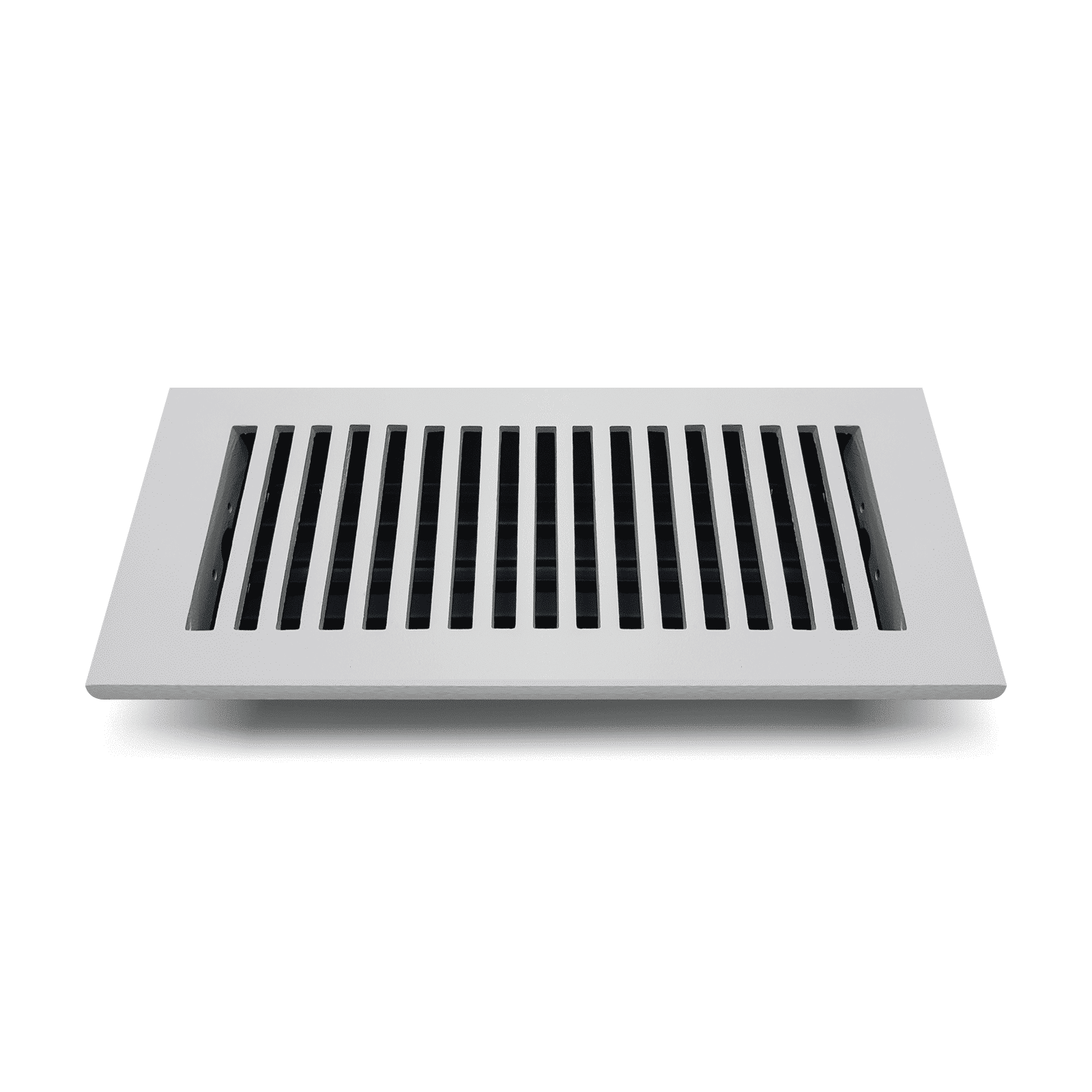 Floor Vent Cover / Register Size: 4” x 12” VR102 with Damper top faceplate outer size 5.6″ x 11.6″, thickness 5 mm, handcrafted high-quality metal - cast aluminum powder coated Re-paintable for floors, walls, and ceilings