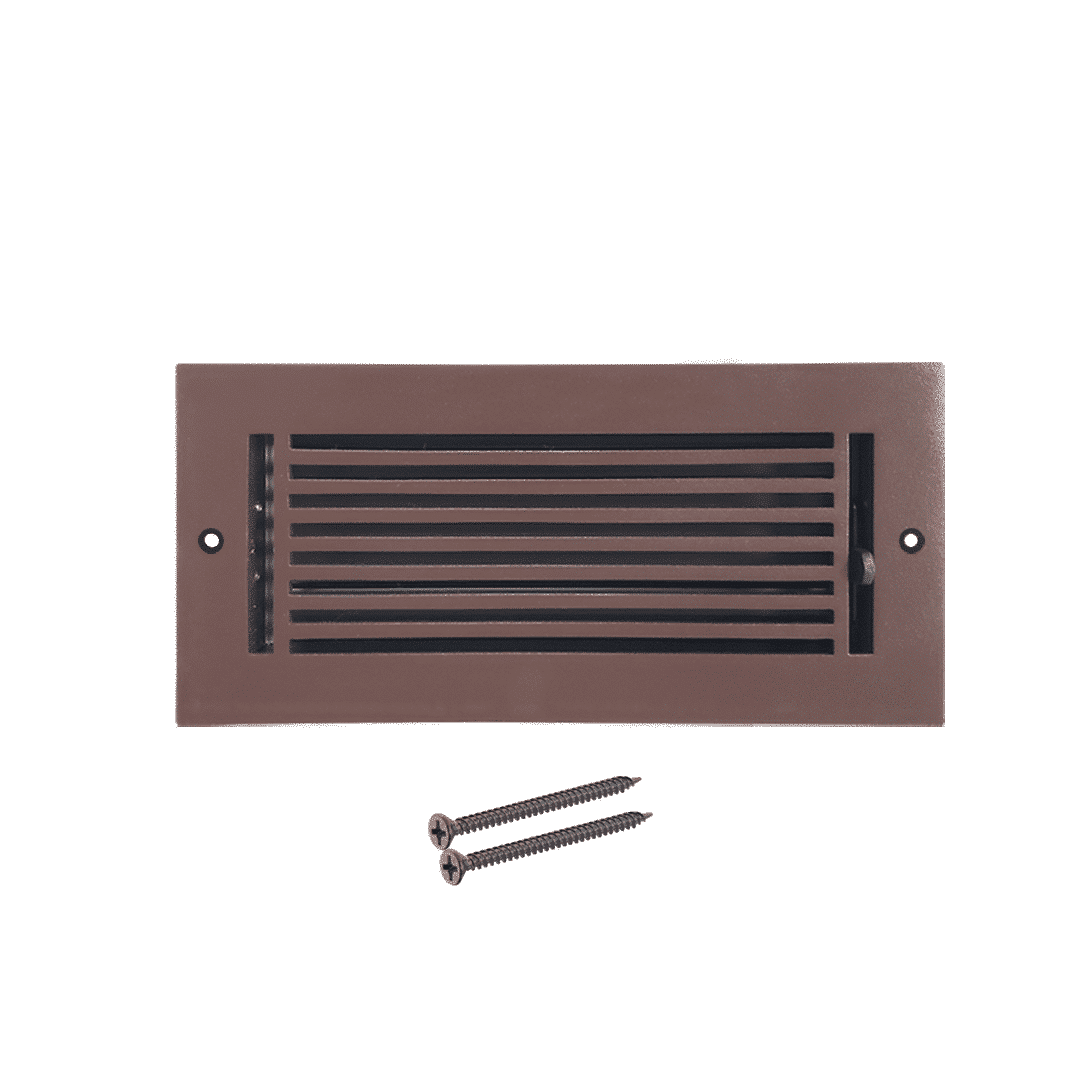 Floor Vent Cover / Register Size: 4” x 12” VR109 with Damper top faceplate outer size 6″ x 14”, thickness 5 mm, high-quality metal – cast aluminum powder coated Re-paintable for floors, walls, and ceilings