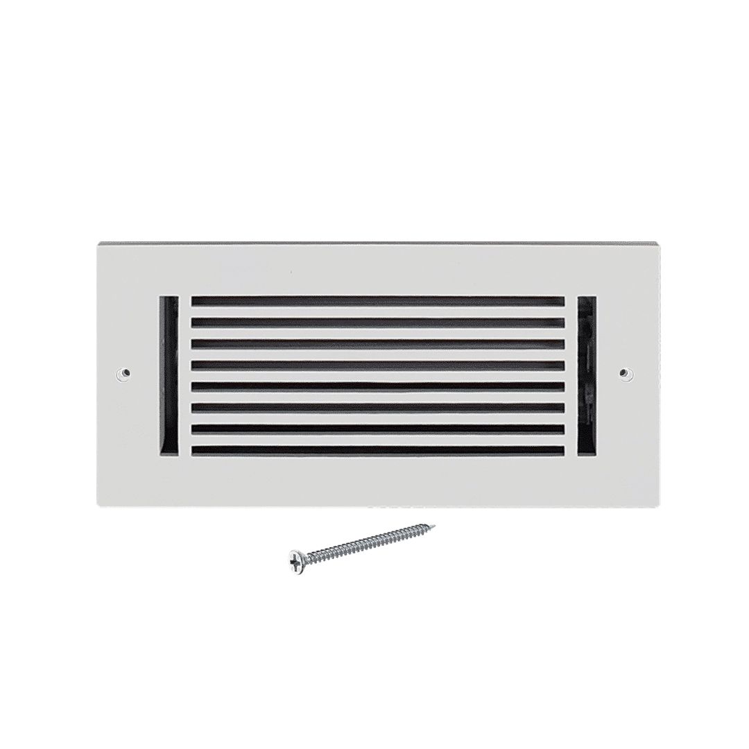 Floor Vent Cover / Register Size: 4” x 12” VR109 with Damper top faceplate outer size 6″ x 14”, thickness 5 mm, high-quality metal – cast aluminum powder coated Re-paintable for floors, walls, and ceilings