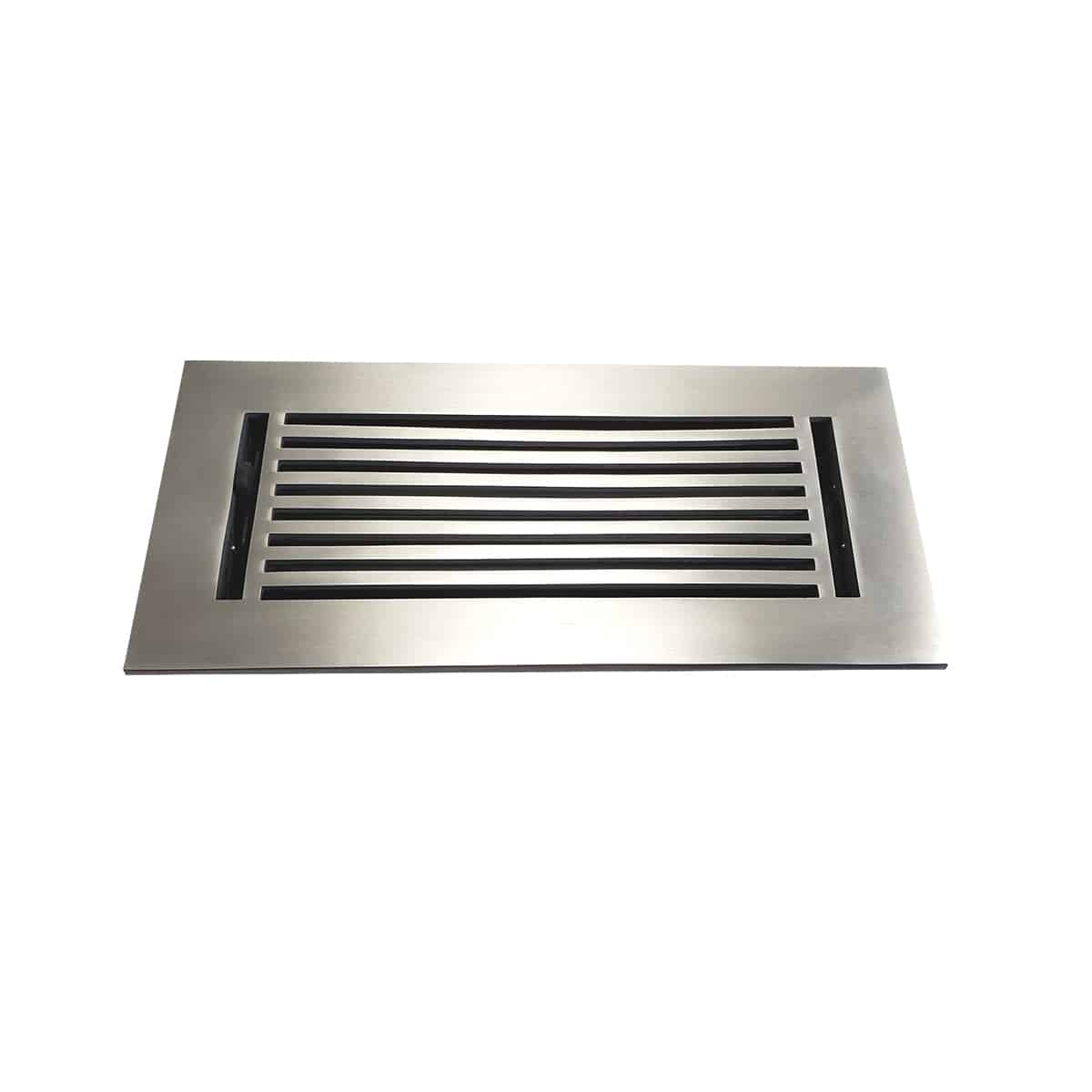 Floor Vent Cover / Register Size: 4” x 10” with Damper top faceplate outer size 6″ x 12”, thickness 5 mm, high-quality metal – cast aluminum powder coated Re-paintable for floors, walls, and ceilings – Modern Linear Design (VR 109)
