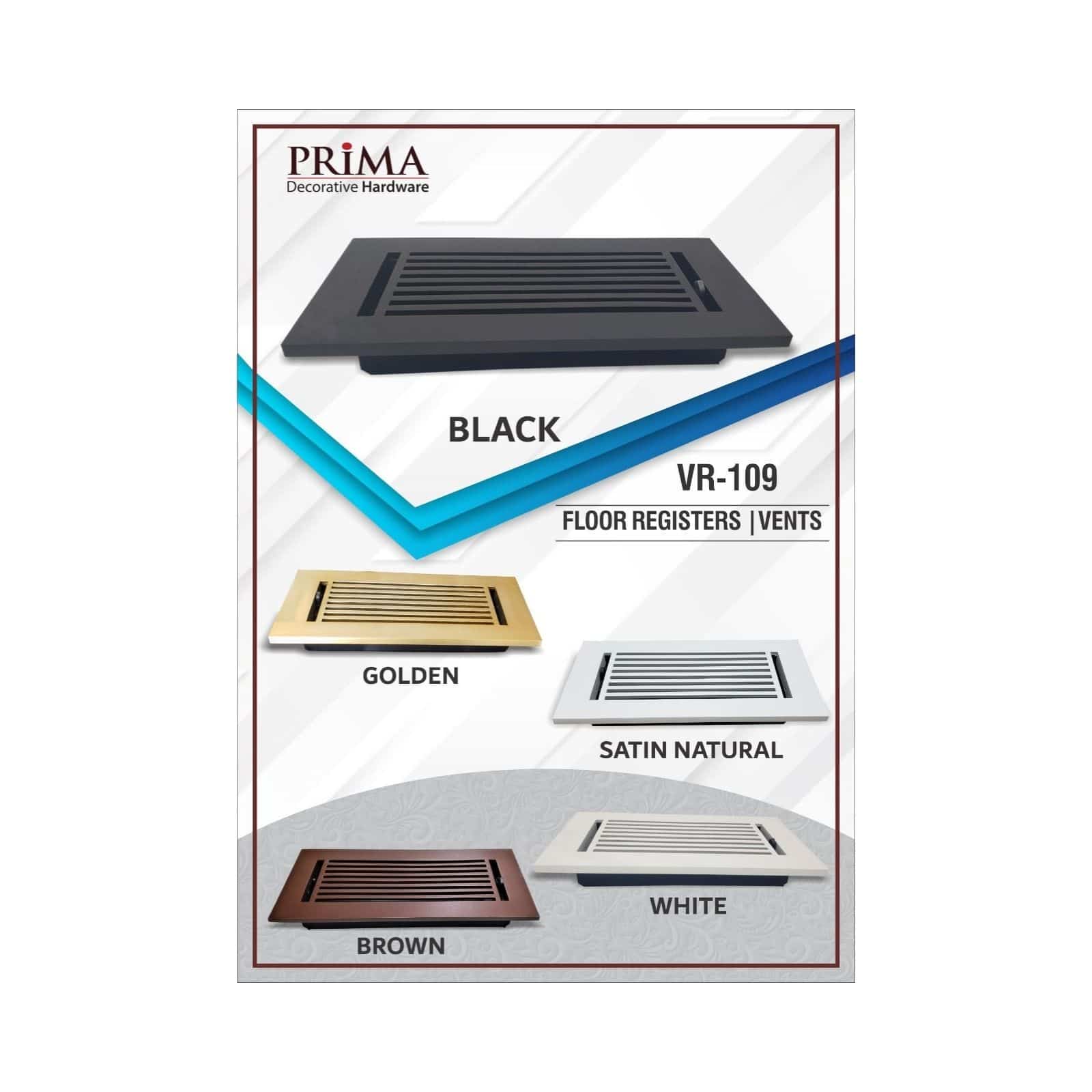 Floor Vent Cover / Register Size: 4” x 10” with Damper top faceplate outer size 6″ x 12”, thickness 5 mm, high-quality metal – cast aluminum brushed gold powder coated Re-paintable for floors, walls, and ceilings – Modern Linear Design (VR 109)