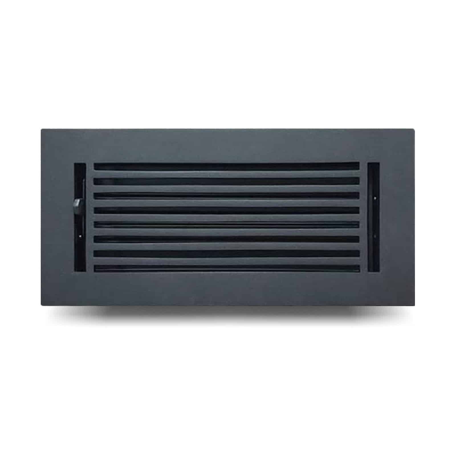 Floor Vent Cover / Register Size: 4” x 10” with Damper top faceplate outer size 6″ x 12”, thickness 5 mm, high-quality metal – cast aluminum powder coated Re-paintable for floors, walls, and ceilings – Modern Linear Design (VR 109)