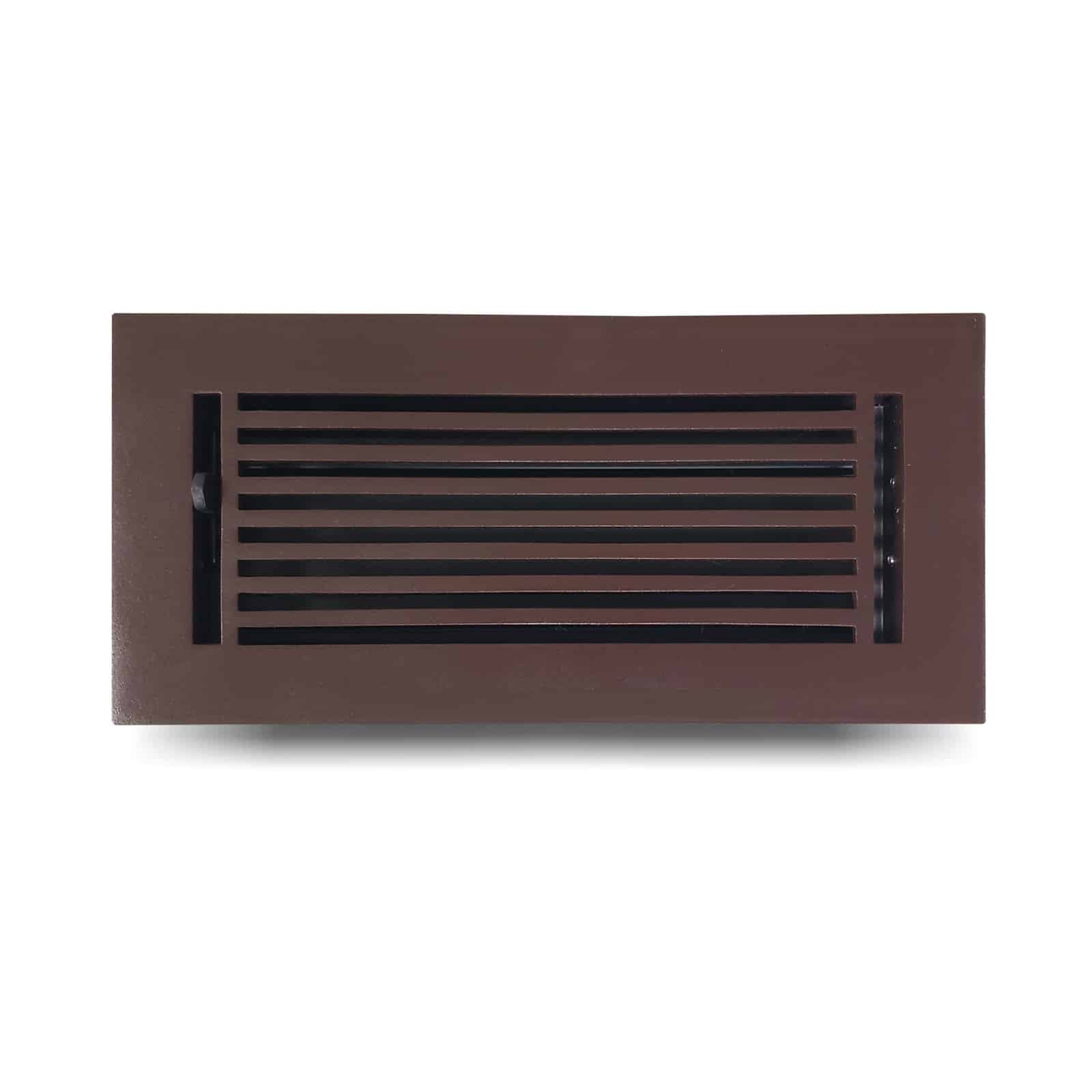 Floor Vent Cover / Register Size: 4” x 10” with Damper top faceplate outer size 6″ x 12”, thickness 5 mm, high-quality metal – cast aluminum powder coated Re-paintable for floors, walls, and ceilings – Modern Linear Design (VR 109)