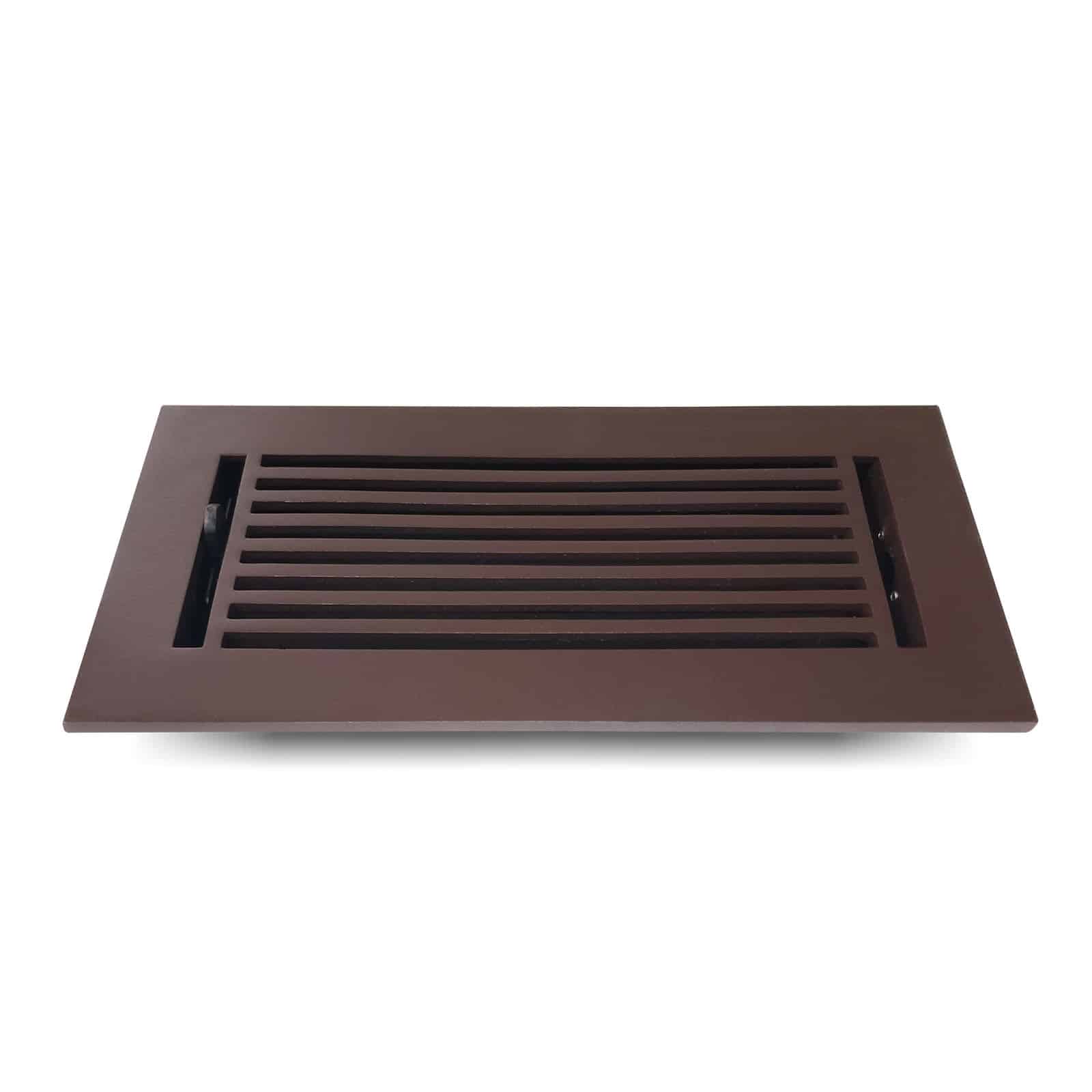 Floor Vent Cover / Register Size: 4” x 10” with Damper top faceplate outer size 6″ x 12”, thickness 5 mm, high-quality metal – cast aluminum powder coated Re-paintable for floors, walls, and ceilings – Modern Linear Design (VR 109)