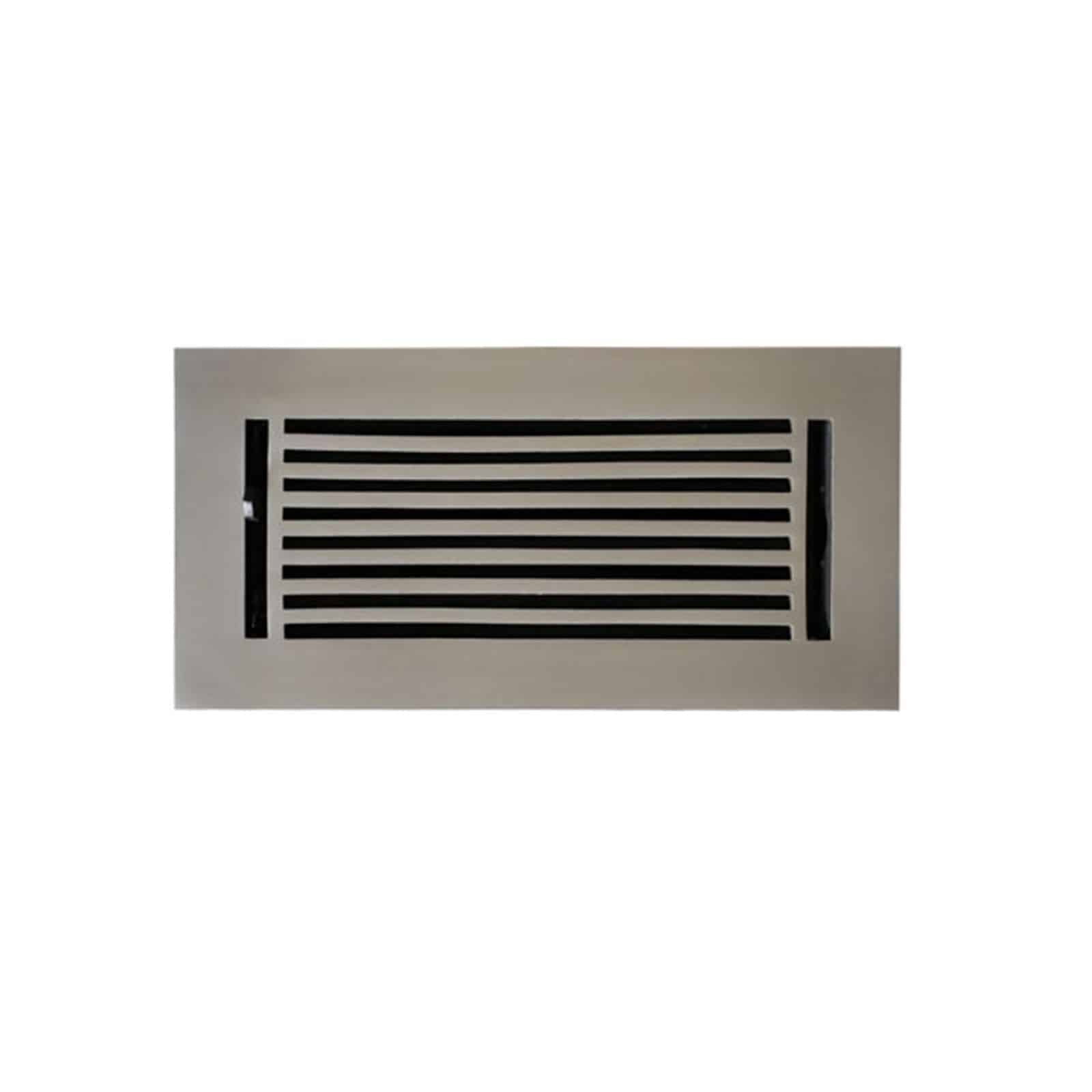 Floor Vent Cover / Register Size: 4” x 10” with Damper top faceplate outer size 6″ x 12”, thickness 5 mm, high-quality metal – cast aluminum powder coated Re-paintable for floors, walls, and ceilings – Modern Linear Design (VR 109)