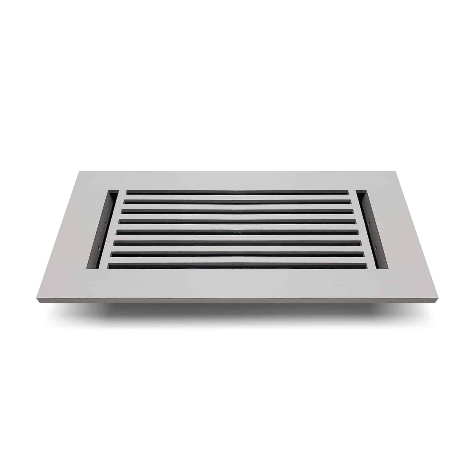 Floor Vent Cover / Register Size: 4” x 10” with Damper top faceplate outer size 6″ x 12”, thickness 5 mm, high-quality metal – cast aluminum powder coated Re-paintable for floors, walls, and ceilings – Modern Linear Design (VR 109)