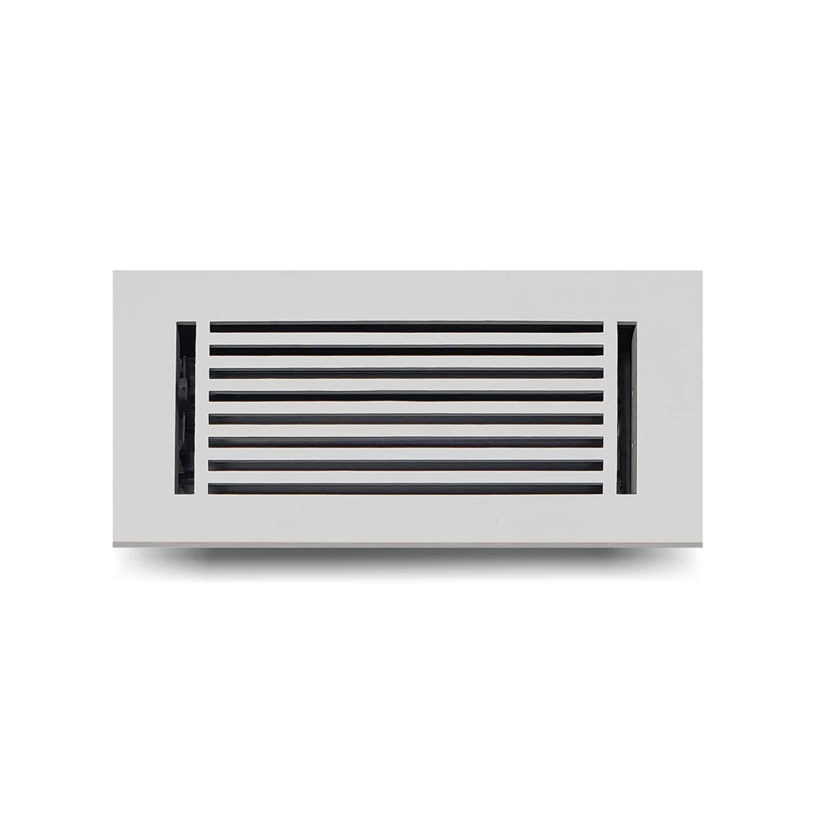 Floor Vent Cover / Register Size: 4” x 10” with Damper top faceplate outer size 6″ x 12”, thickness 5 mm, high-quality metal – cast aluminum powder coated Re-paintable for floors, walls, and ceilings – Modern Linear Design (VR 109)