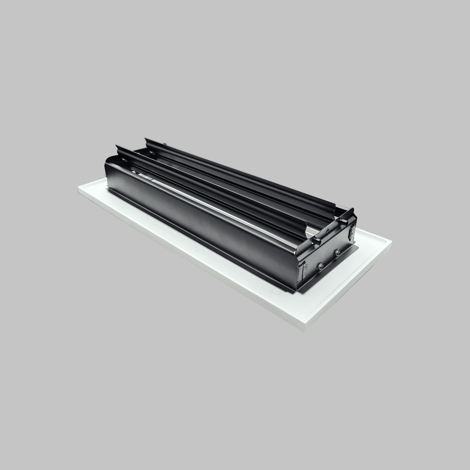 Floor Vent Cover / Register Size: 4” x 12” VR109 with Damper top faceplate outer size 6″ x 14”, thickness 5 mm, high-quality metal – cast aluminum powder coated Re-paintable for floors, walls, and ceilings