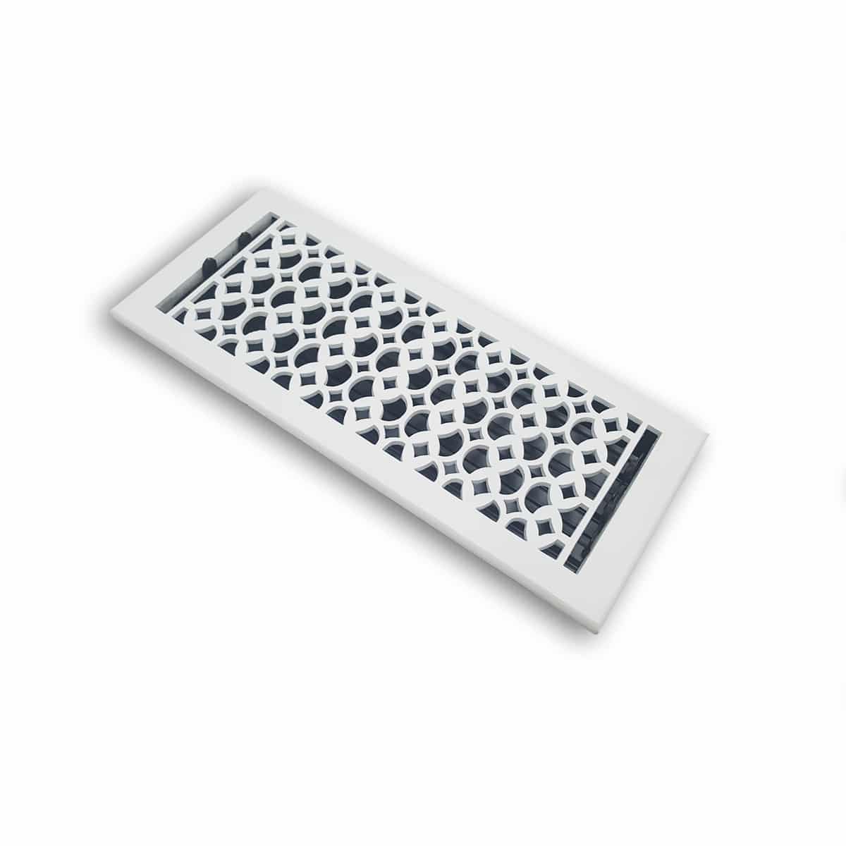 Floor Vent Cover / Register Size: 6” x 16” VR100 with Damper top faceplate outer size 7-3/4″ x 16-1/4″, thickness 5 mm, decorative handcrafted high-quality metal – cast aluminum powder coated Re-paintable for floors, walls, and ceilings