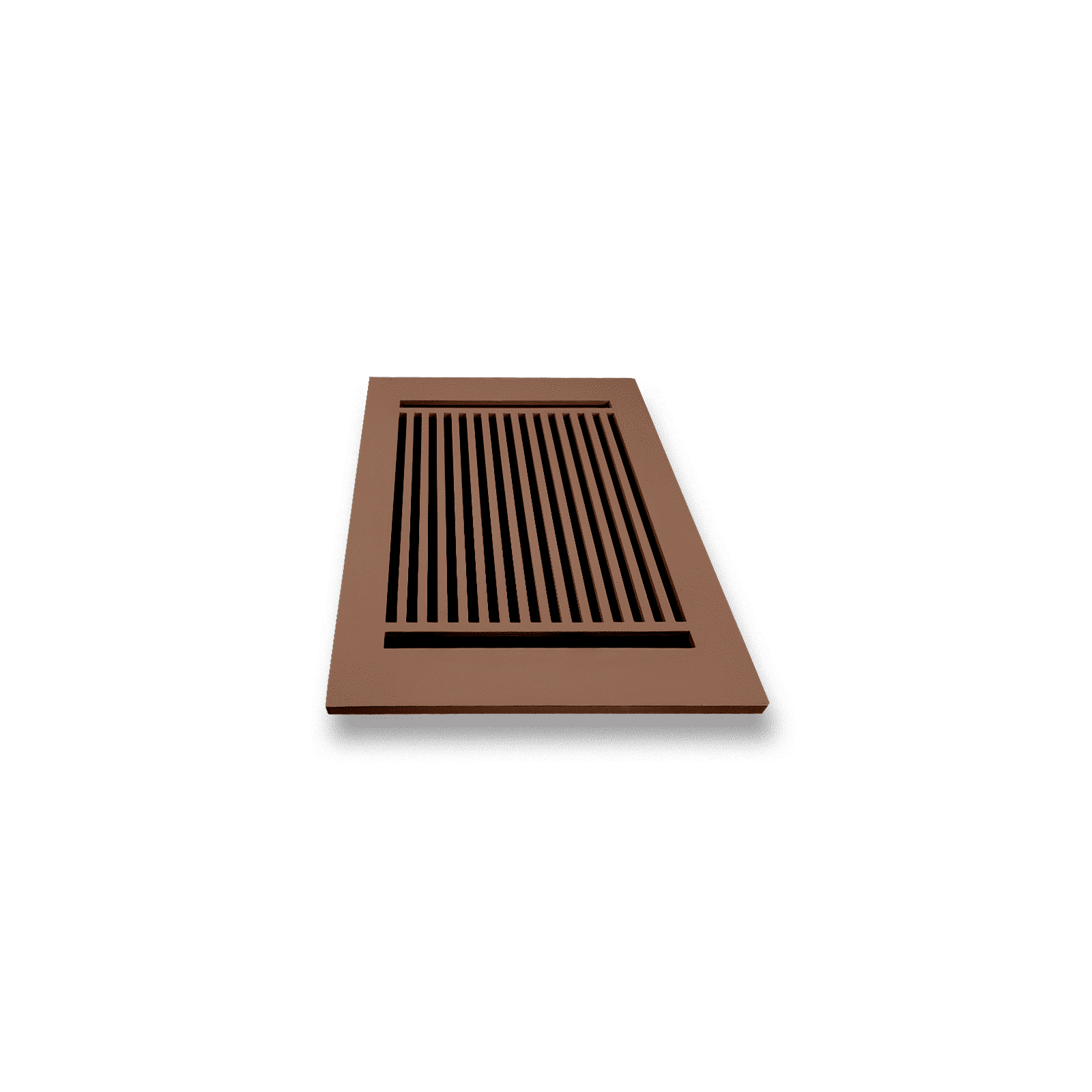 Floor Vent Cover / Register Size: 6” x 10” with Damper top faceplate outer size 8″ x 12”, thickness 5 mm, high-quality metal - cast aluminum brown powder coated Re-paintable for floors, walls, and ceilings - Modern Linear  Design (VR 109)