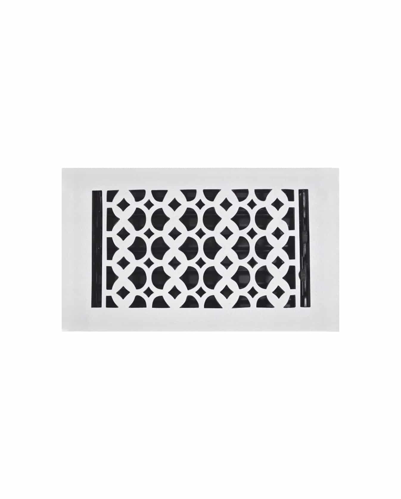 Floor Vent Cover / Register Size: 6” x 10” VR100 with Damper top faceplate outer size 7-1/4″ x 11-3/4″, thickness 5 mm, decorative handcrafted high-quality metal – cast aluminum powder coated Re-paintable for floors, walls, and ceilings