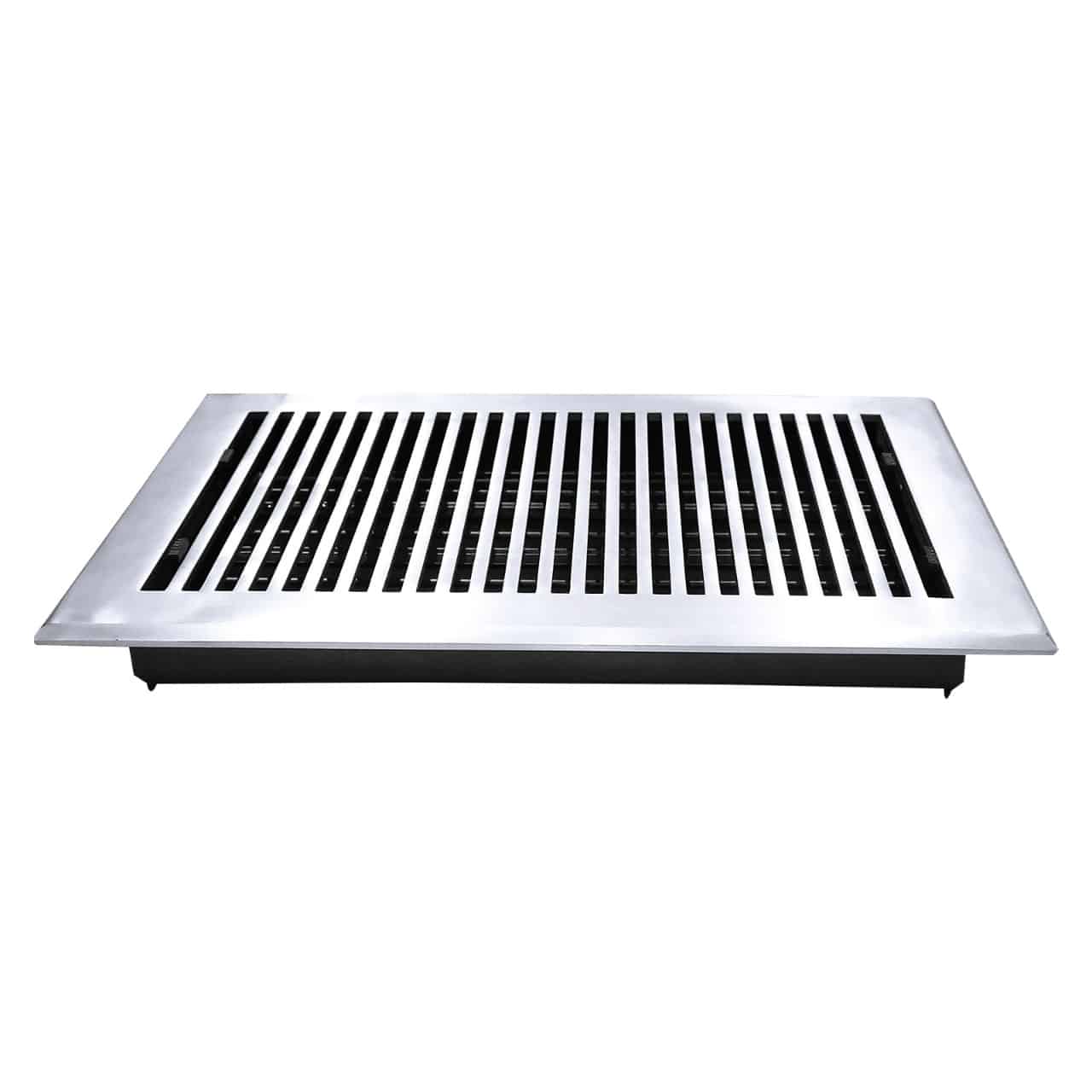 Floor Vent Cover / Register Size: 8” x 14” with Damper top faceplate outer size 10″ x 16″, thickness 5 mm, high-quality metal - cast aluminum powder coated Re-paintable for floors, walls, and ceilings - Modern and Contemporary Design (VR 102)