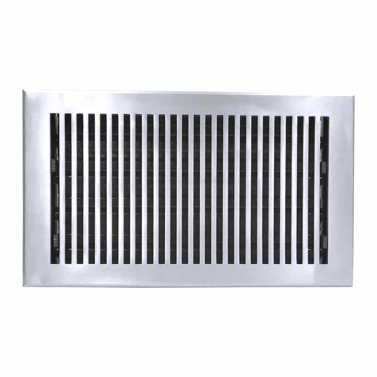 Floor Vent Cover / Register Size: 8” x 14” with Damper top faceplate outer size 10″ x 16″, thickness 5 mm, high-quality metal - cast aluminum powder coated Re-paintable for floors, walls, and ceilings - Modern and Contemporary Design (VR 102)