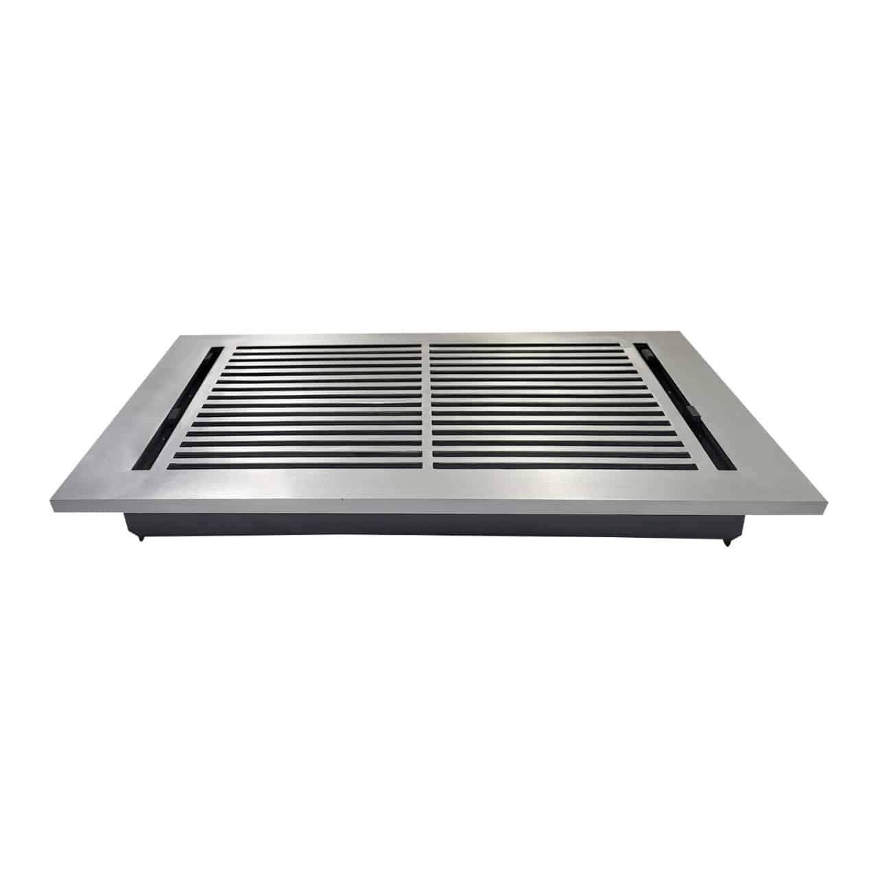 Floor Vent Cover / Register Size: 8” x 14” with Damper top faceplate outer size 9-1/2” x16”, thickness 5 mm, high-quality metal - cast aluminum powder coated Re-paintable for floors, walls, and ceilings - Modern Linear  Design (VR 109)