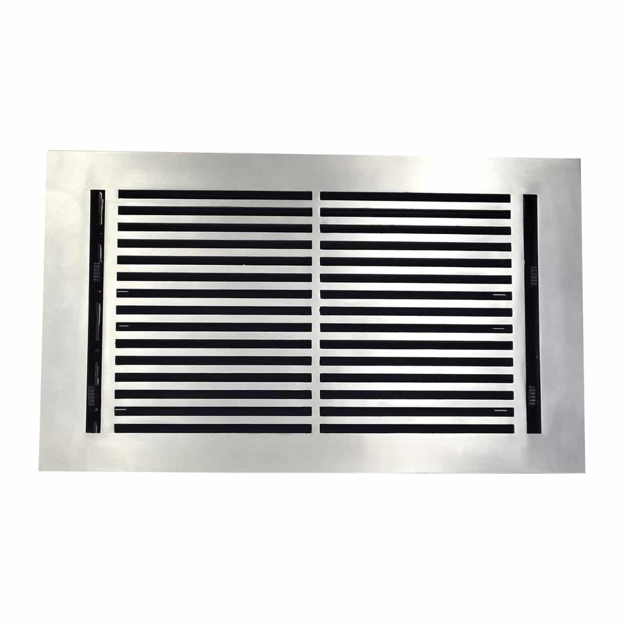 Floor Vent Cover / Register Size: 8” x 14” with Damper top faceplate outer size 9-1/2” x16”, thickness 5 mm, high-quality metal - cast aluminum powder coated Re-paintable for floors, walls, and ceilings - Modern Linear  Design (VR 109)