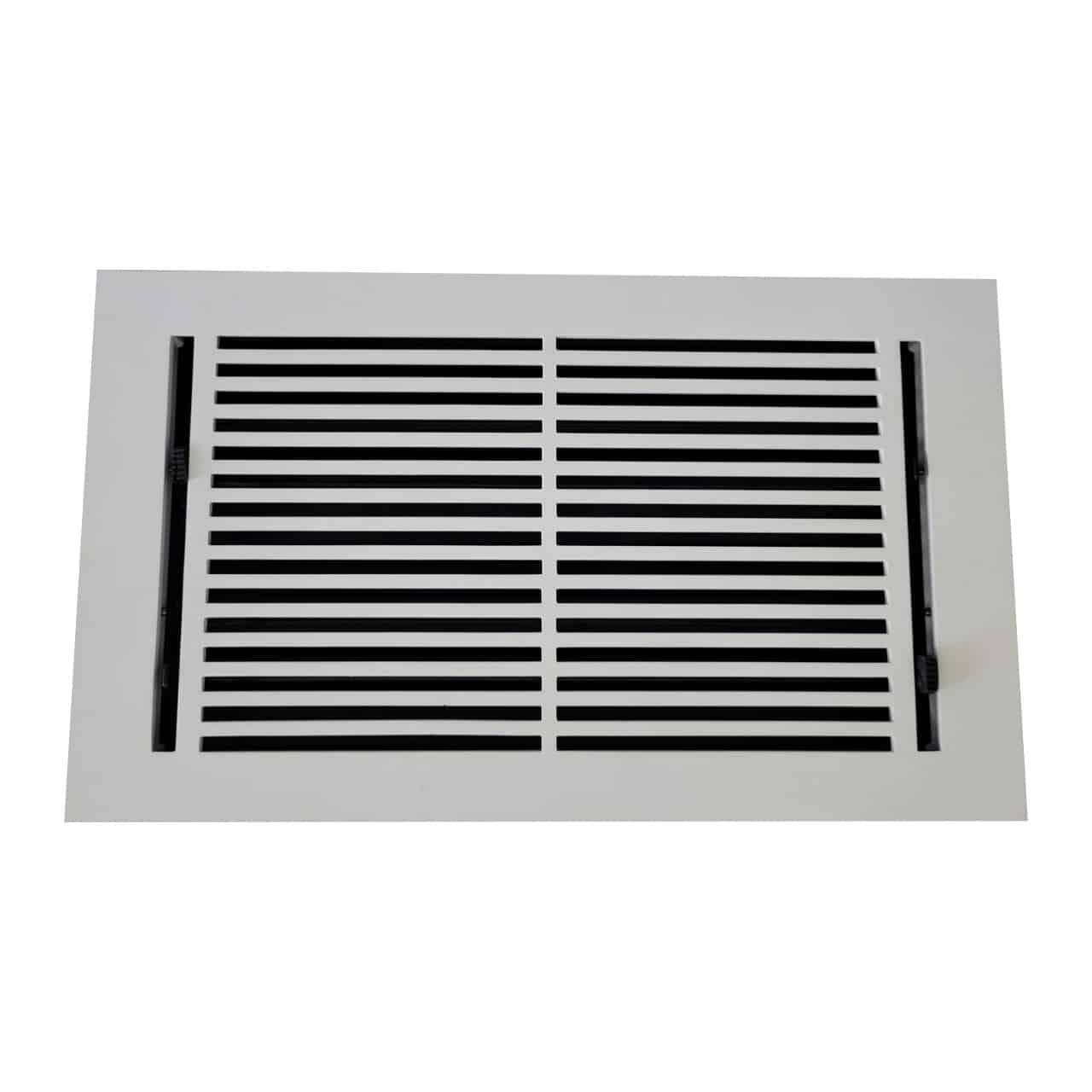 Floor Vent Cover / Register Size: 8” x 14” with Damper top faceplate outer size 9-1/2” x16”, thickness 5 mm, high-quality metal - cast aluminum powder coated Re-paintable for floors, walls, and ceilings - Modern Linear  Design (VR 109)