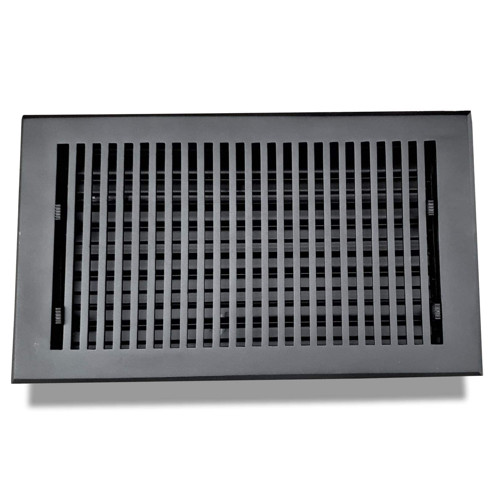 Floor Vent Cover / Register Size: 8” x 14” with Damper top faceplate outer size 10″ x 16″, thickness 5 mm, high-quality metal - cast aluminum powder coated Re-paintable for floors, walls, and ceilings - Modern and Contemporary Design (VR 102)