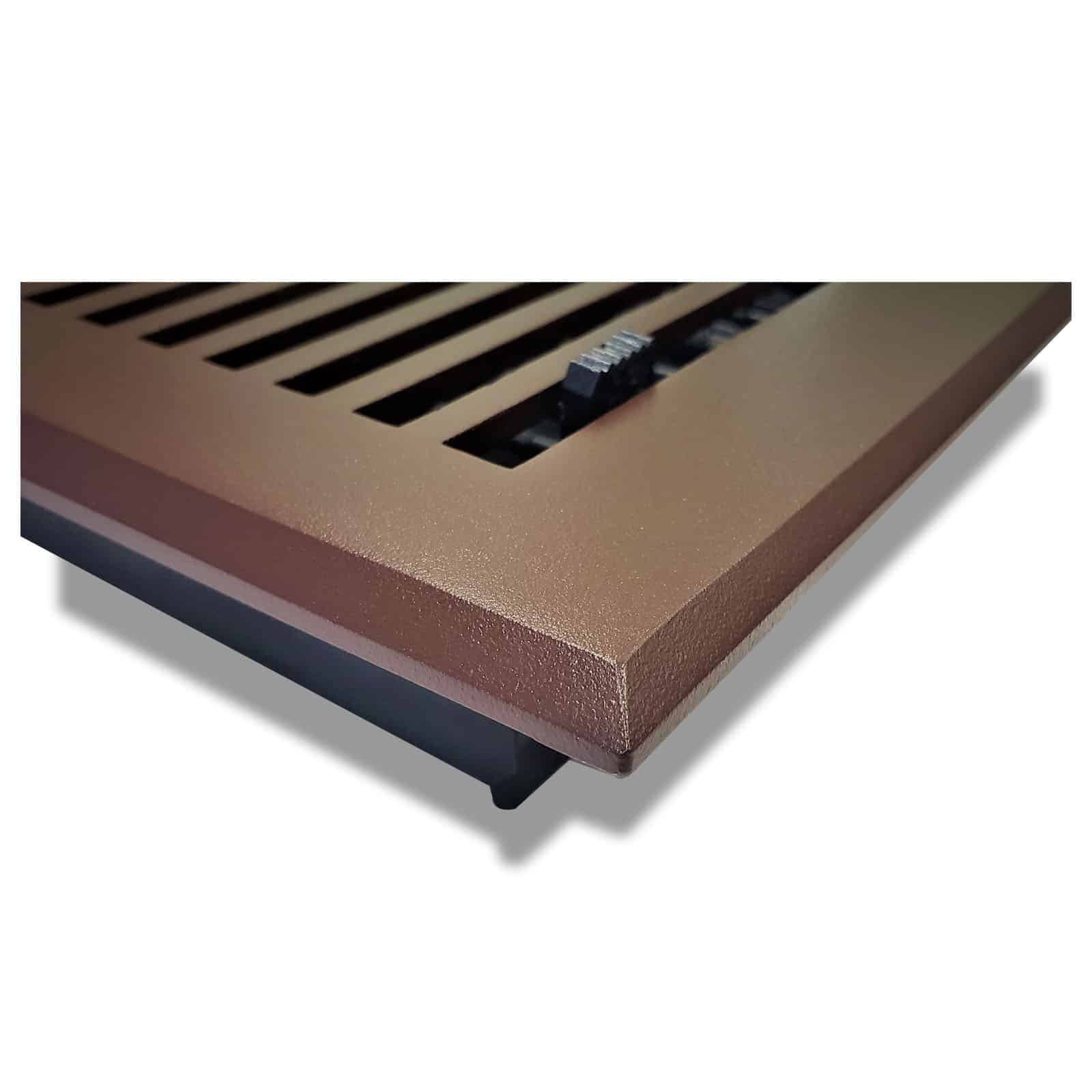 Floor Vent Cover / Register Size: 8” x 14” with Damper top faceplate outer size 10″ x 16″, thickness 5 mm, high-quality metal - cast aluminum powder coated Re-paintable for floors, walls, and ceilings - Modern and Contemporary Design (VR 102)
