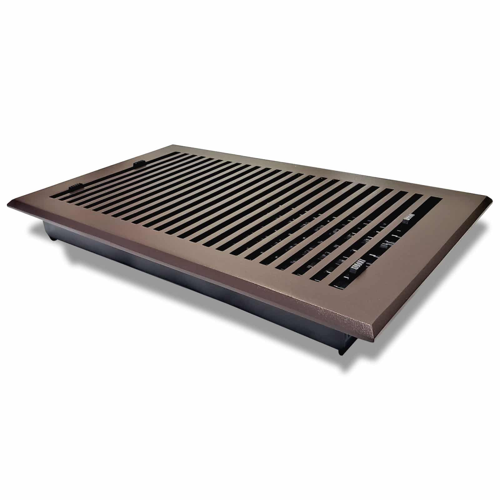 Floor Vent Cover / Register Size: 8” x 14” with Damper top faceplate outer size 10″ x 16″, thickness 5 mm, high-quality metal - cast aluminum powder coated Re-paintable for floors, walls, and ceilings - Modern and Contemporary Design (VR 102)
